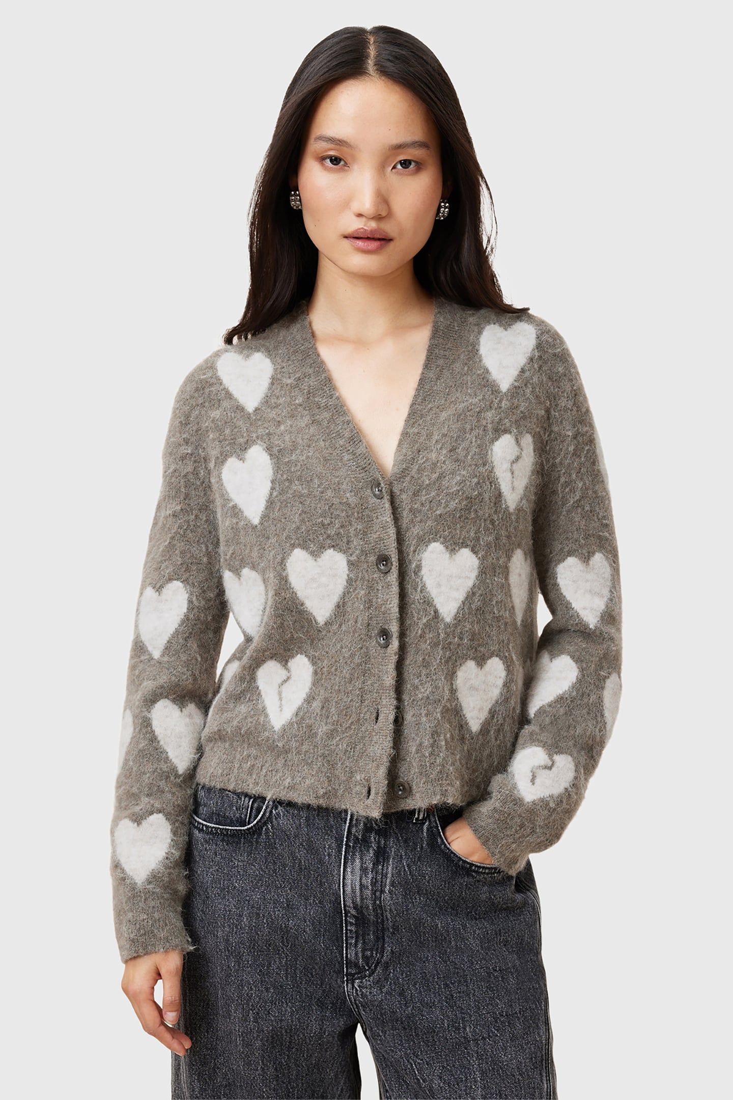 AMORA CARDIGAN WALNUT BROWN/GREY 1