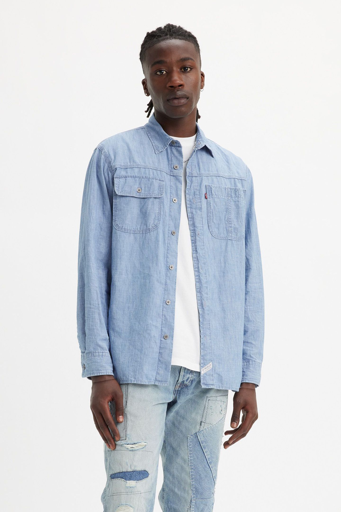 LONG SLEEVE AUBURN WORKER SHIRT BLUE 1
