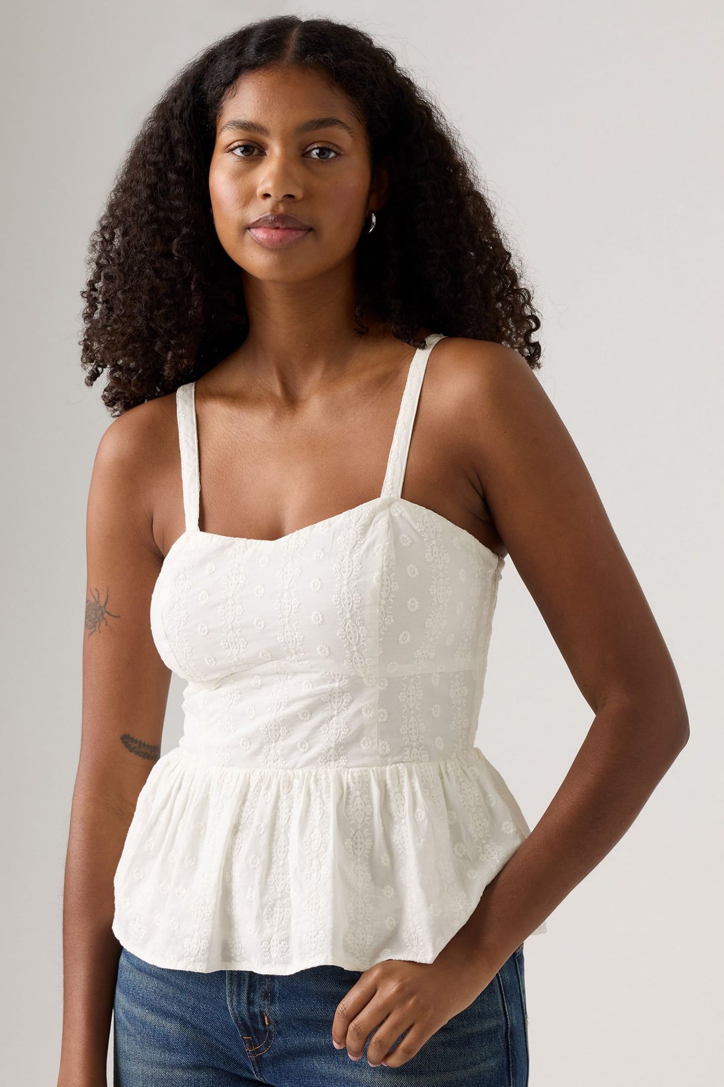 LULA EYELET PEPLUM TANK TOP NEUTRAL 3