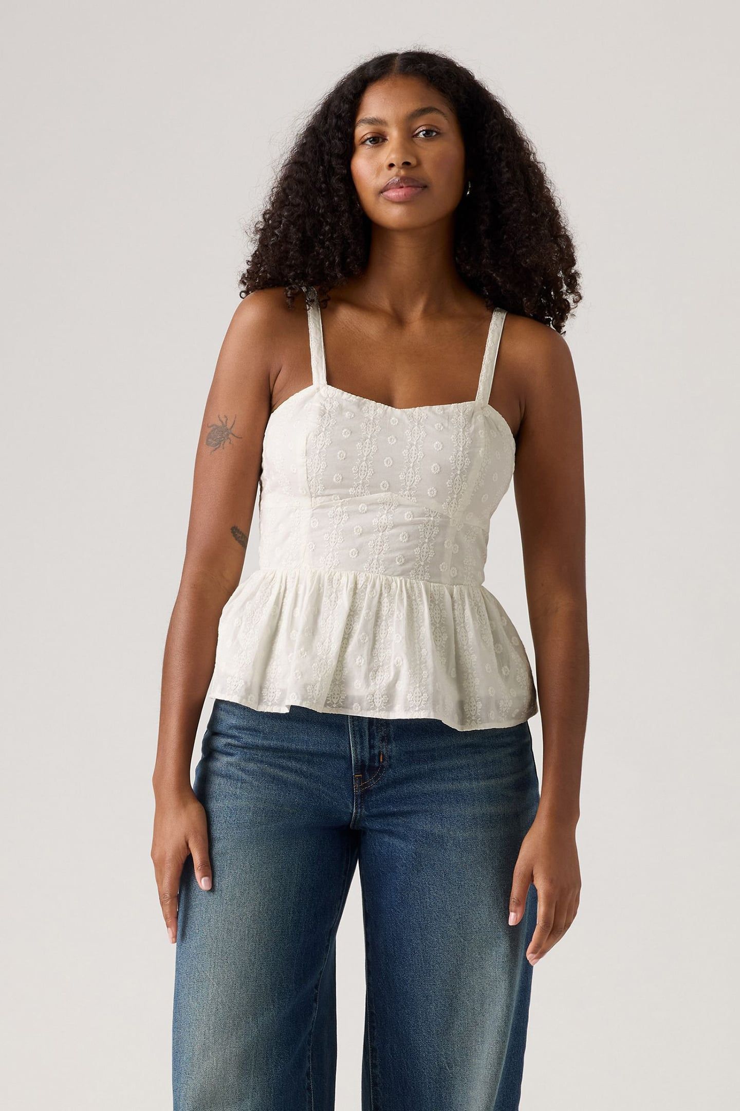 LULA EYELET PEPLUM TANK TOP NEUTRAL 1