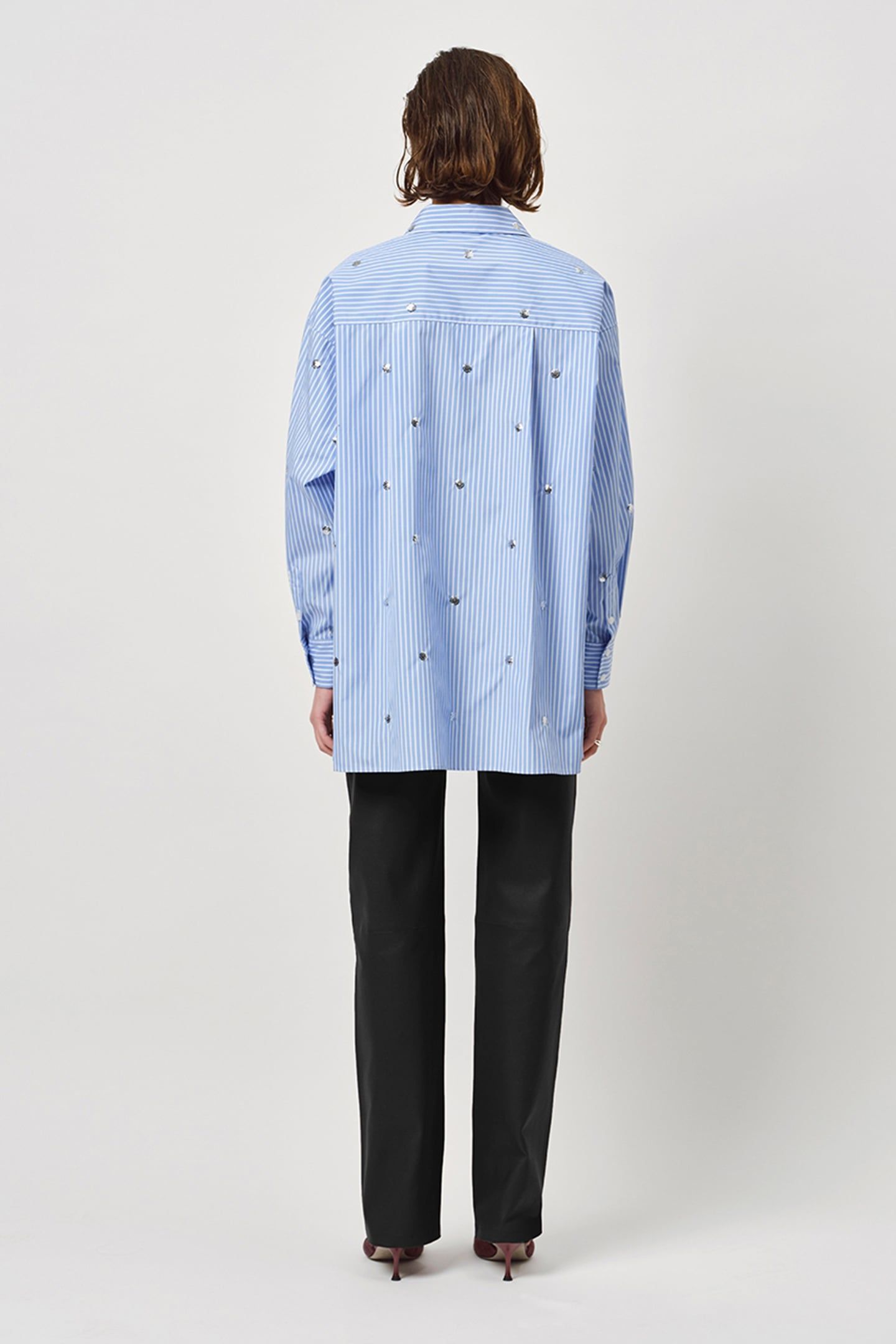 QUE OVERSIZED STRIPE SHIRT SKY BLUE 2
