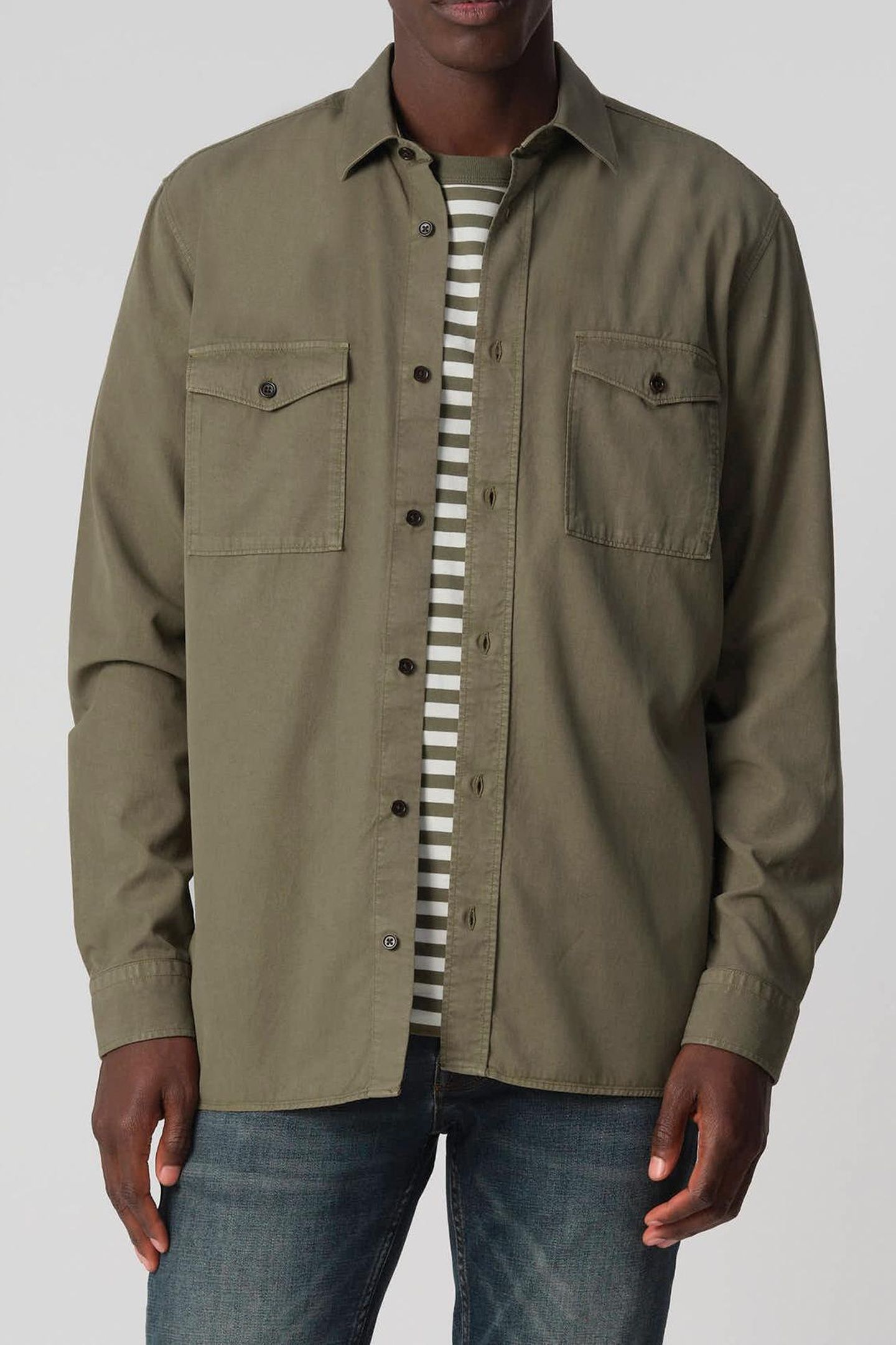 J.C. RAGS RHILEY CASUAL OVERHEMD LANGE MOUW OLIVE NIGHT 1
