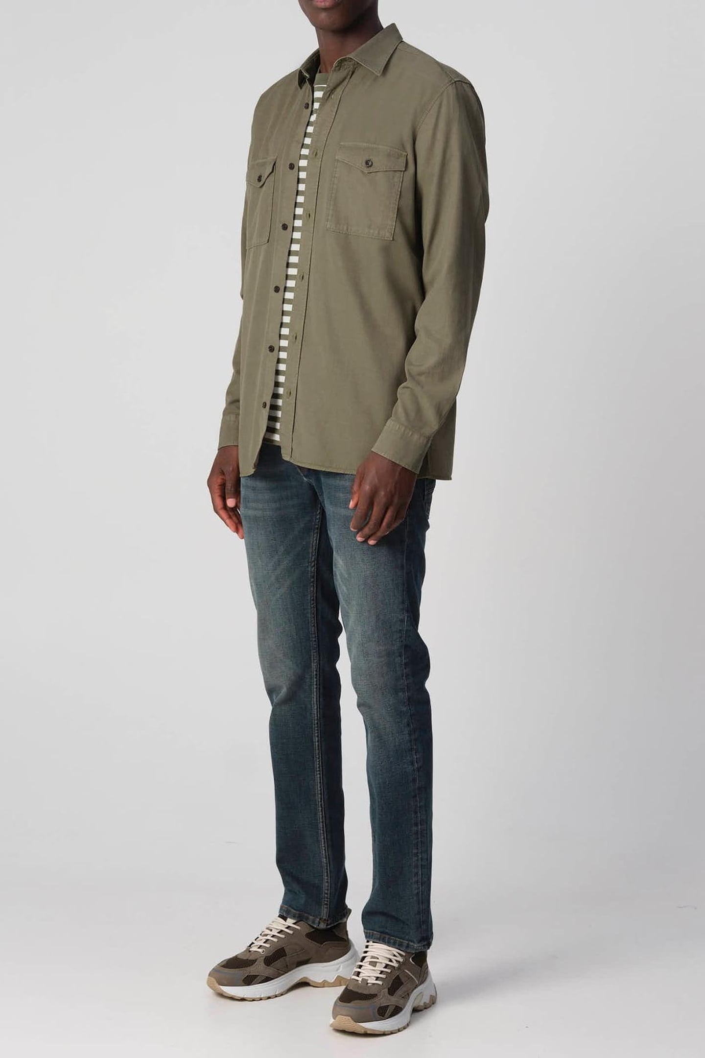 J.C. RAGS RHILEY CASUAL OVERHEMD LANGE MOUW OLIVE NIGHT 4