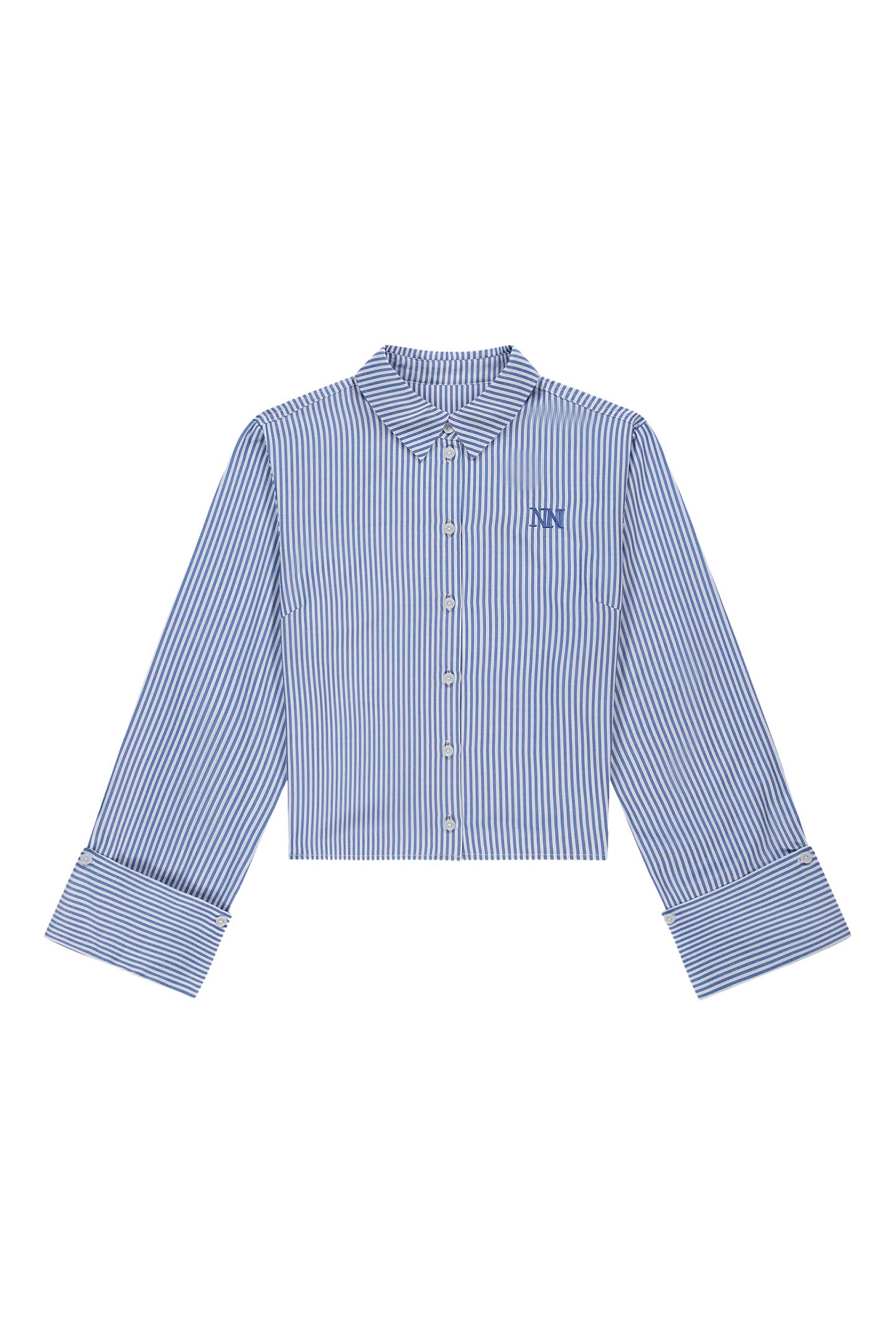NOMI BLOUSE AZURE BLUE/OFF WHITE 2
