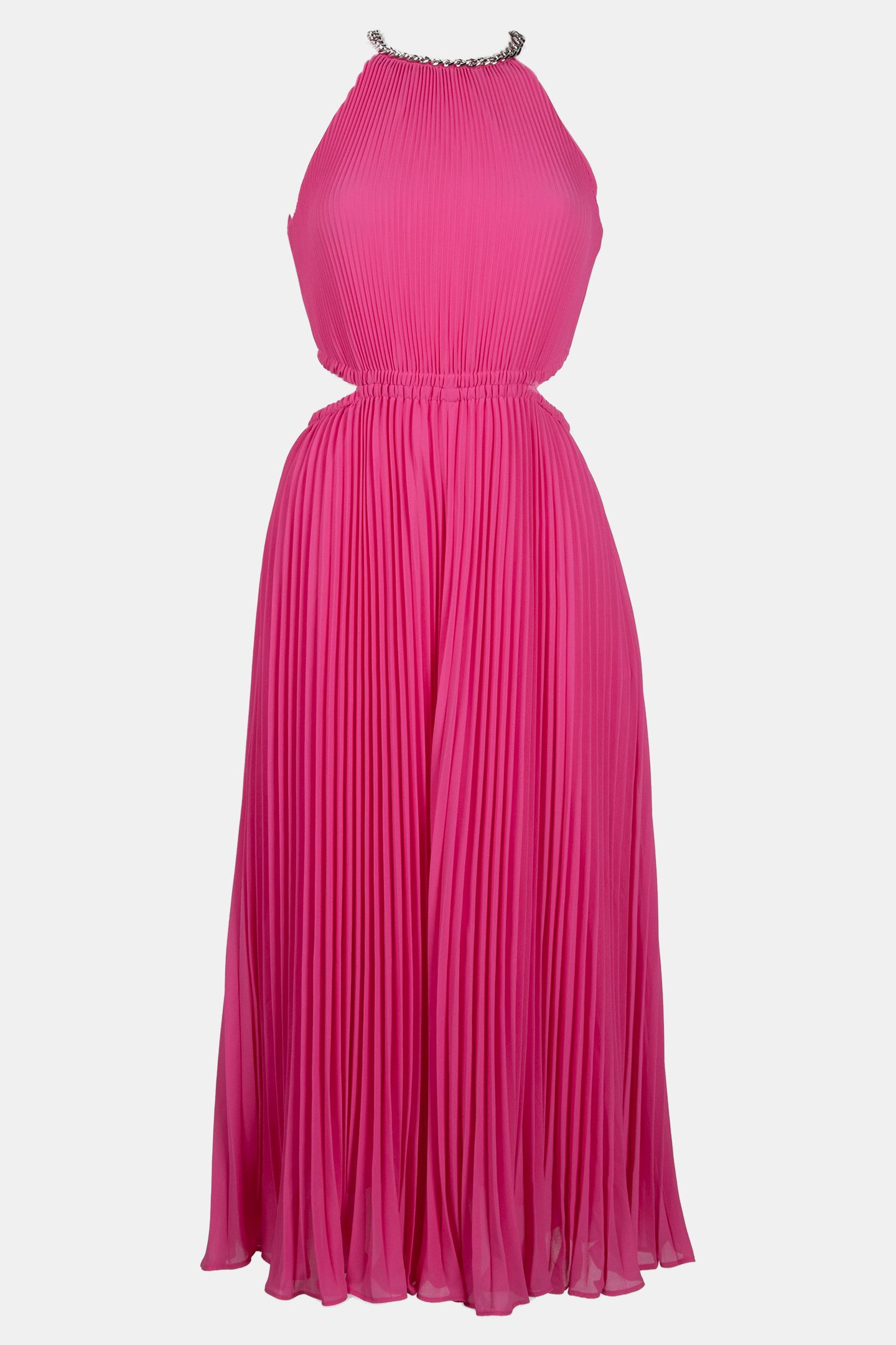 PLEATED CUTOUT DRESS CERISE 4
