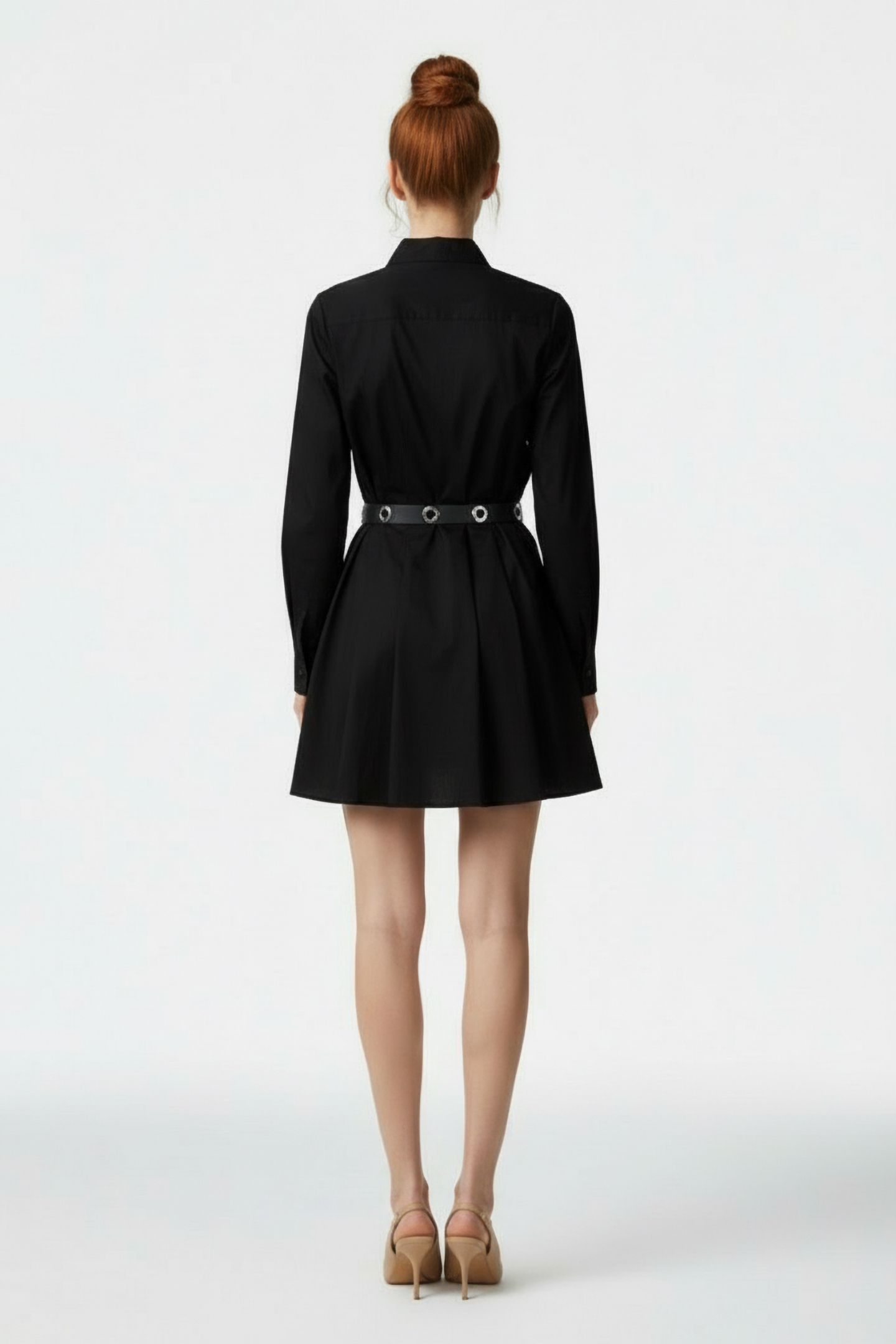 POPLIN PLEATED MINI DRESS BLACK 2