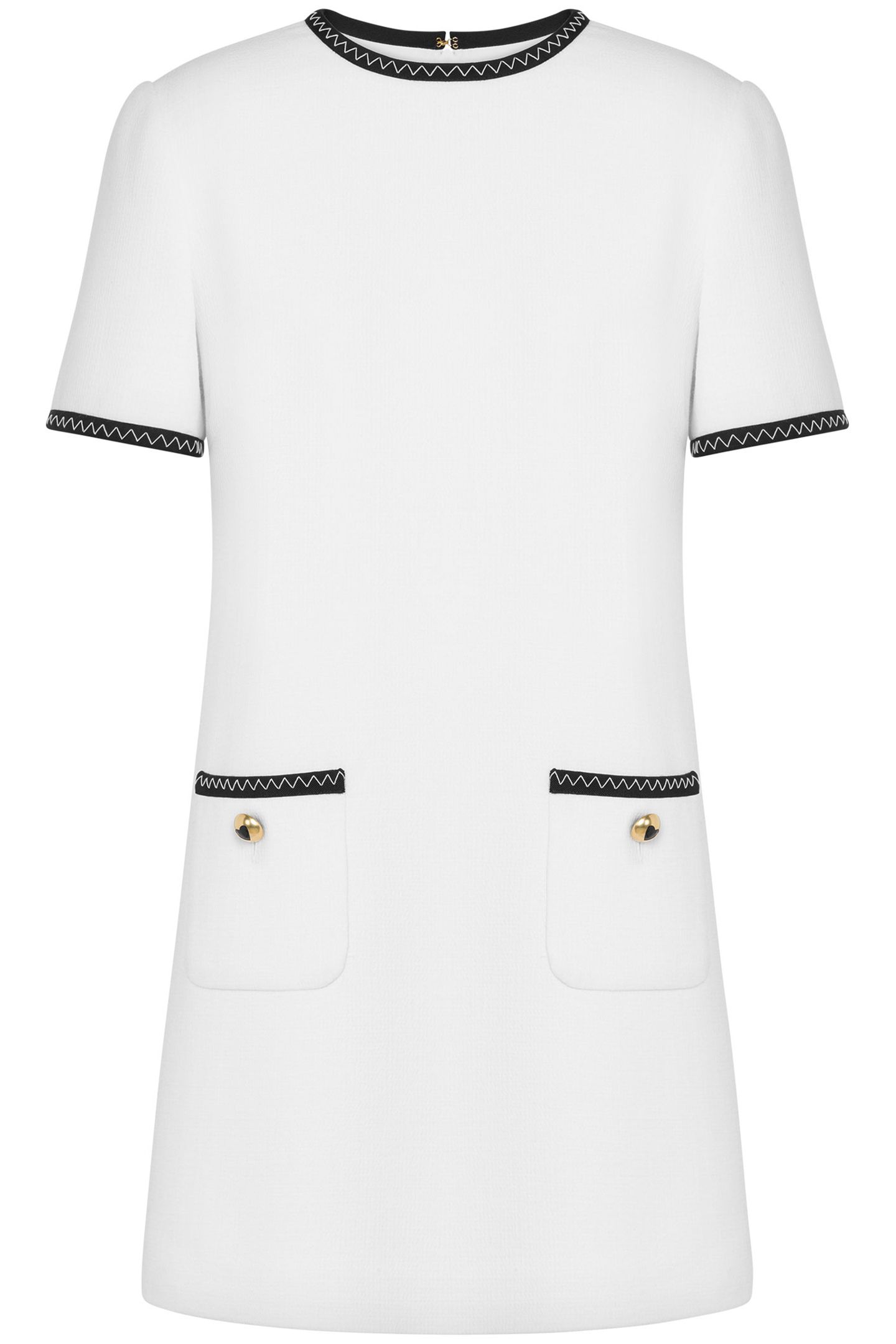GOLD HEART BUTTONS SHORT-SLEEVED DRESS WHITE 3