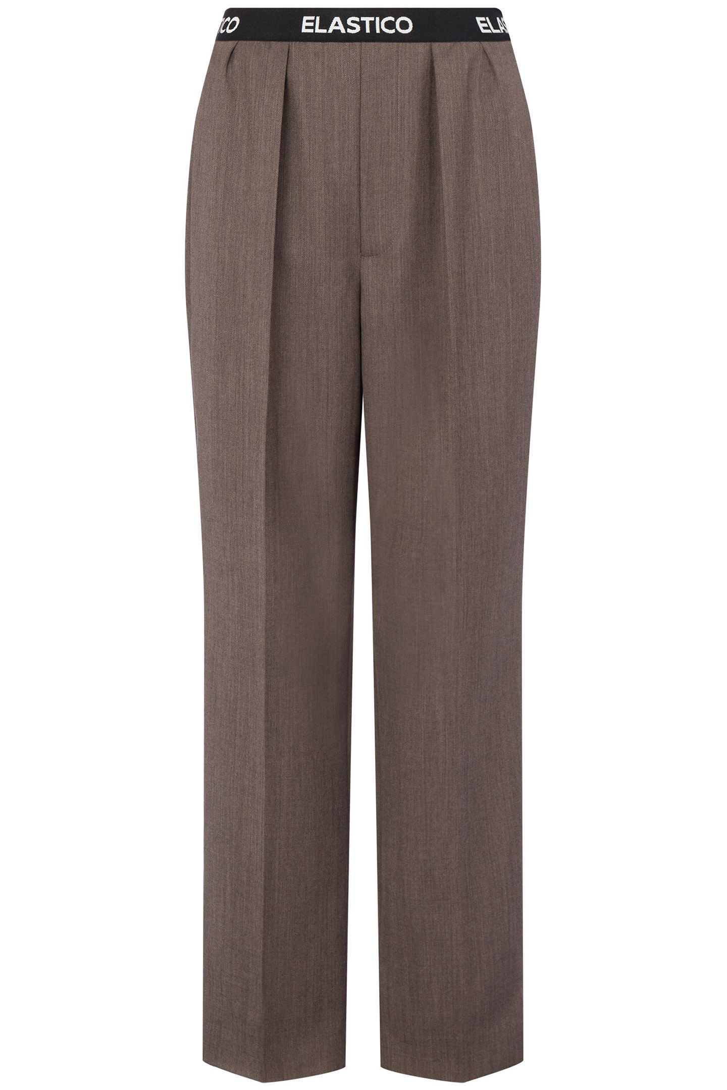 ELASTIC BAND WOOL CANVAS TROUSERS BROWN 3