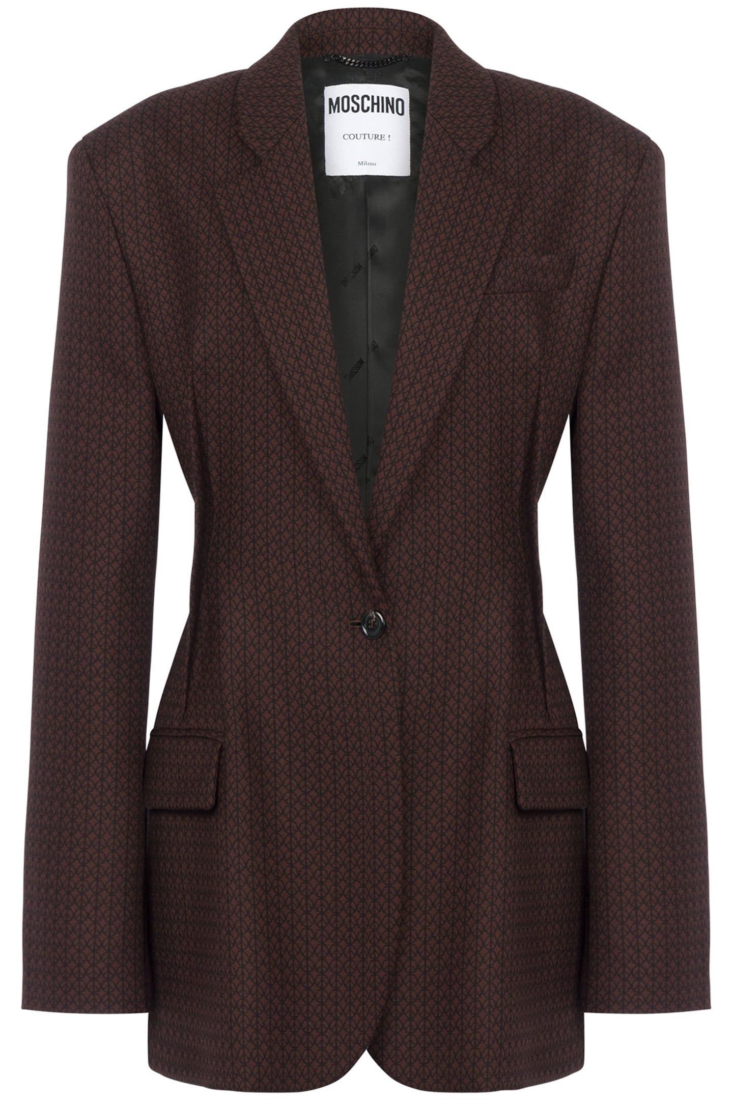 PEACE JACQUARD WOOL JACKET BROWN 3