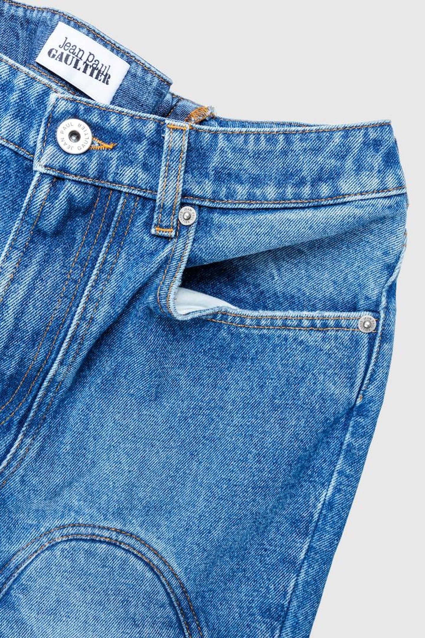JEAN PAUL GAULTIER – KNEE-BONDED LACE DENIM JEANS 5