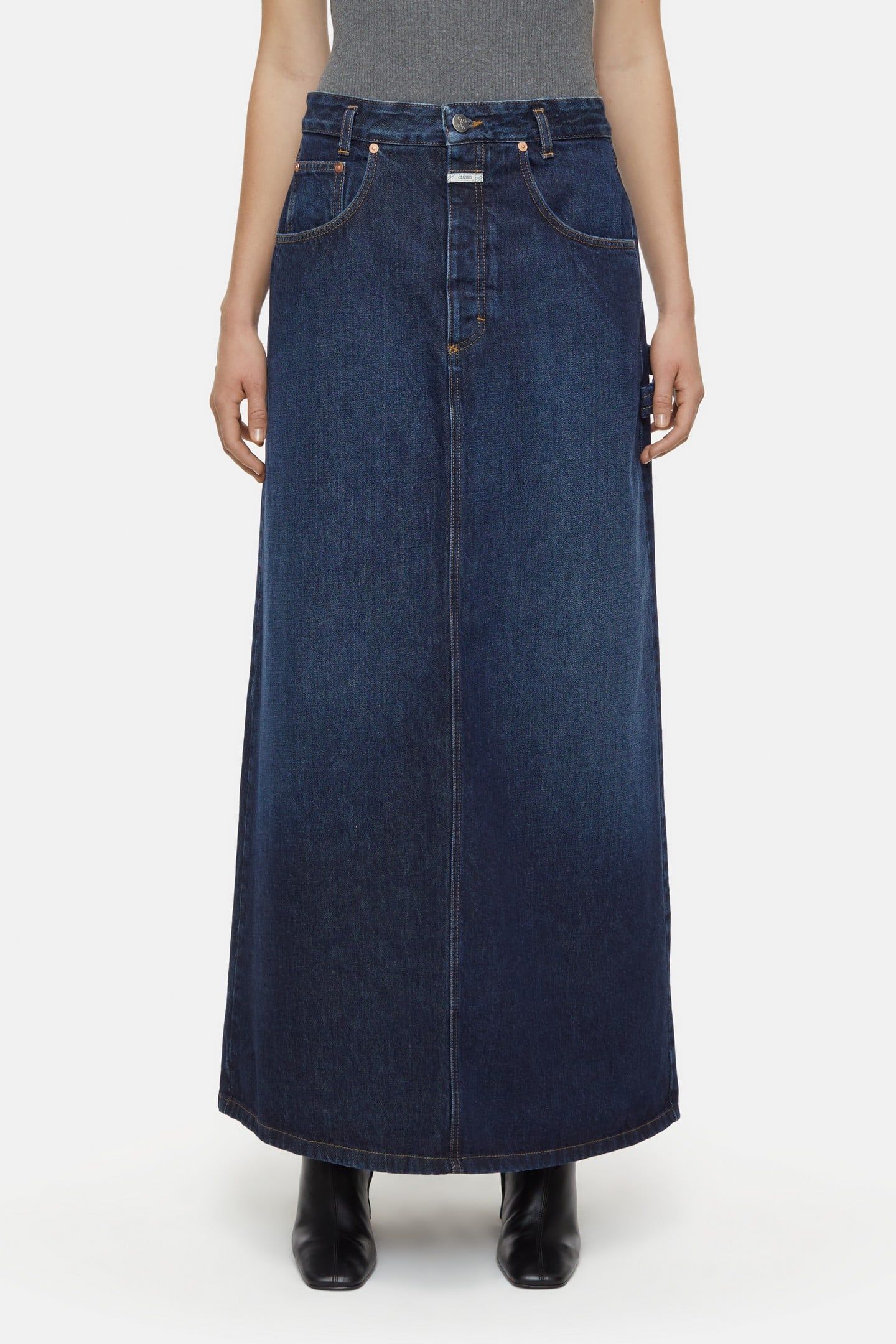 LONG 5-POCKET SKIRT DARK BLUE 2