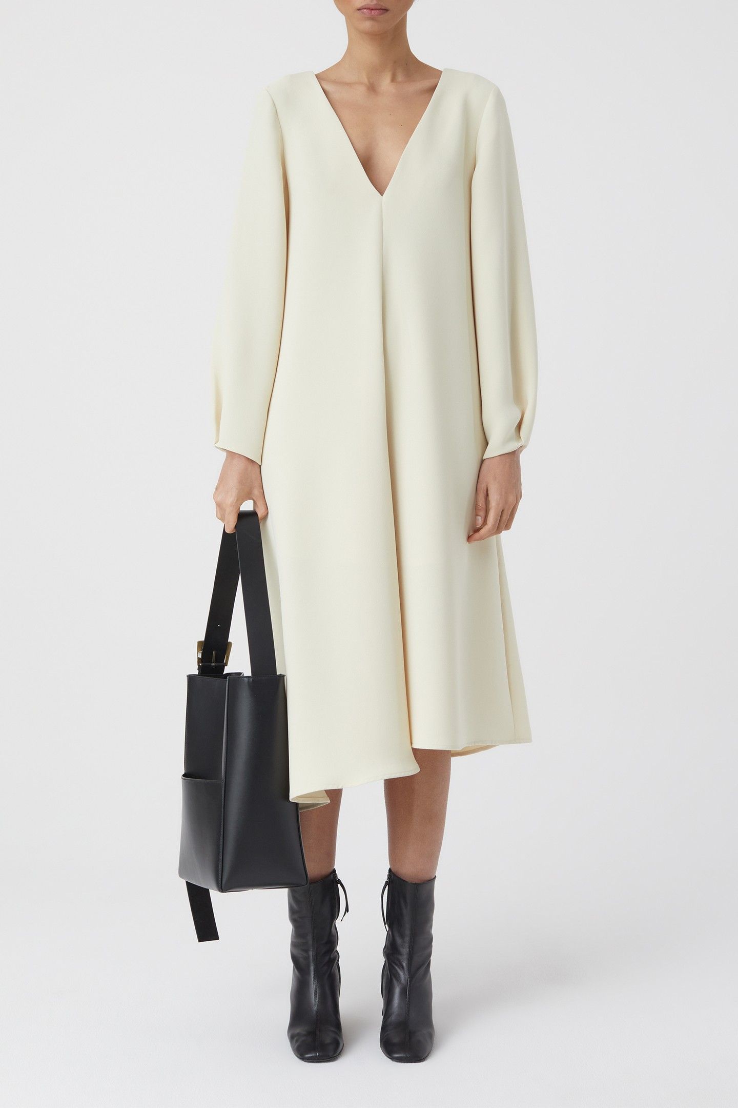 DEEP NECK LONG SLEEVE DRESS SHELL 1