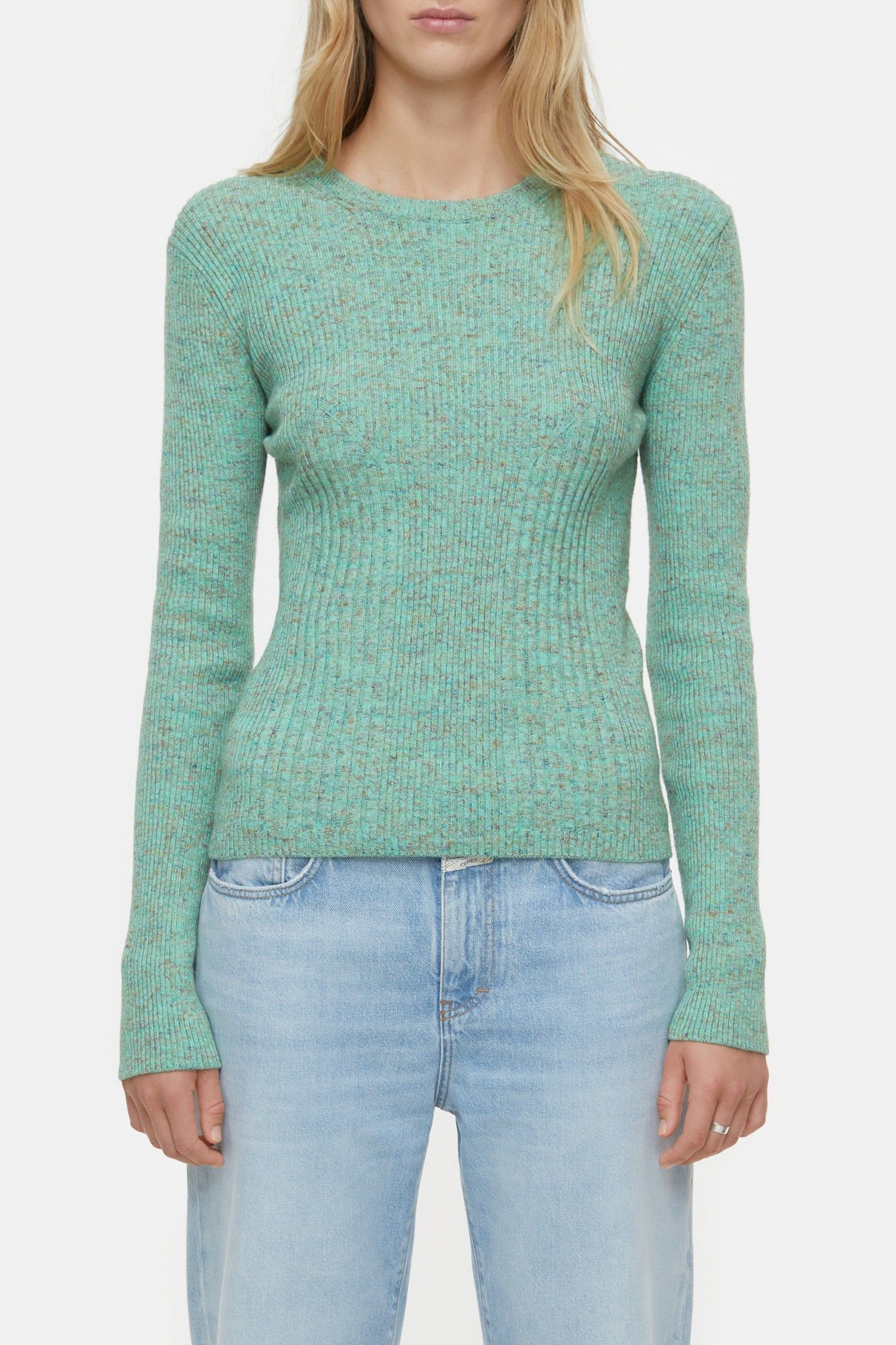 LONG SLEEVE CREW NECK KNITS GREEN KICK 3