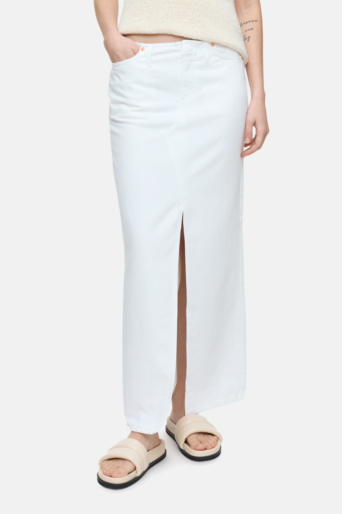 LONG 5-POCKET SKIRT WHITE 1