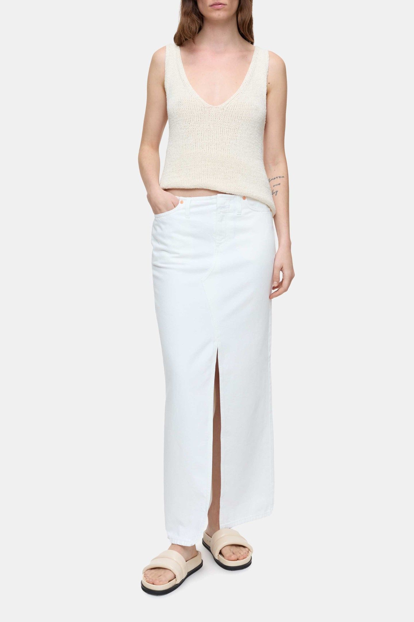 LONG 5-POCKET SKIRT WHITE 2