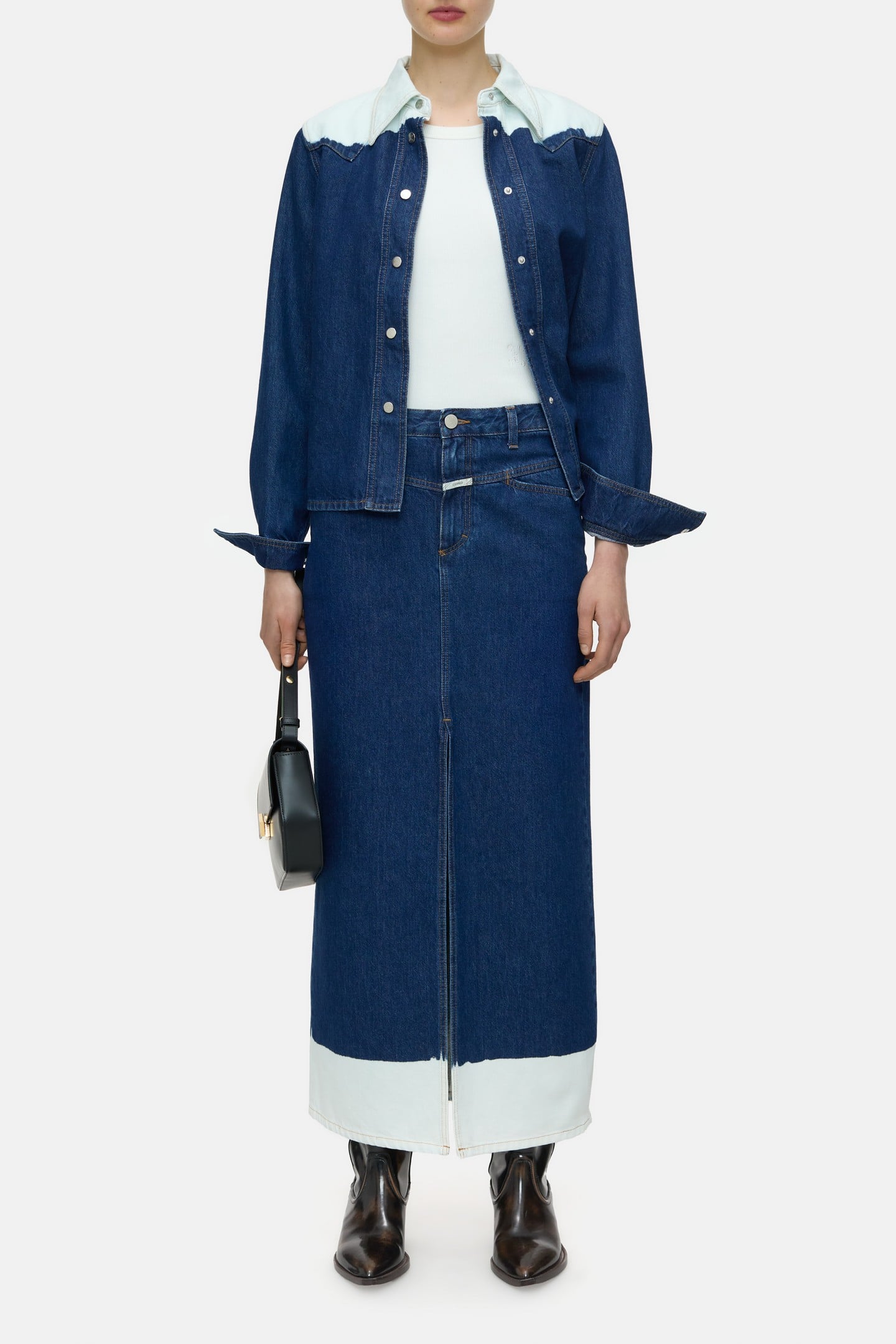 LONG X-POCKET SKIRT MID BLUE 2