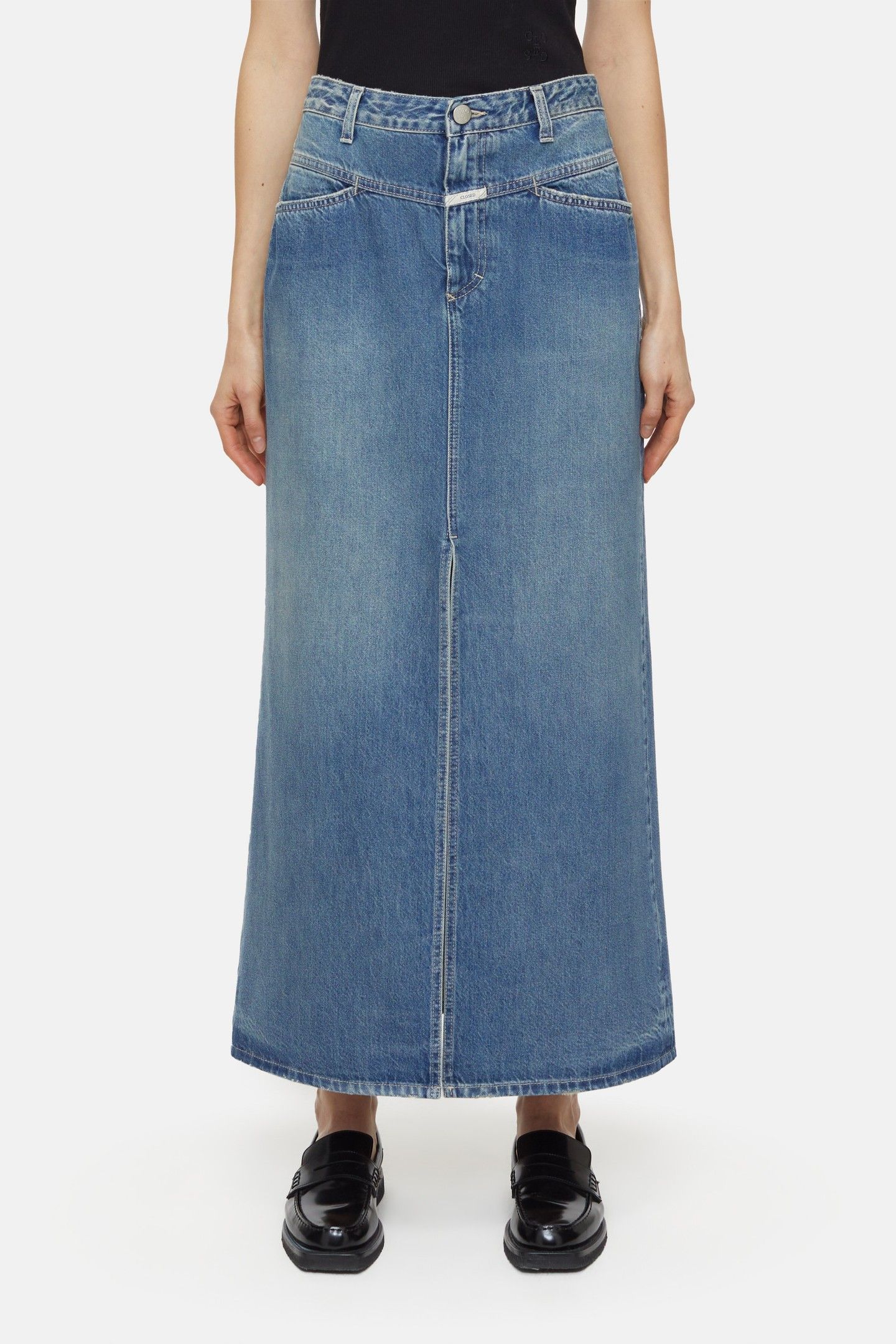 LONG X-POCKET SKIRT DARK BLUE 1