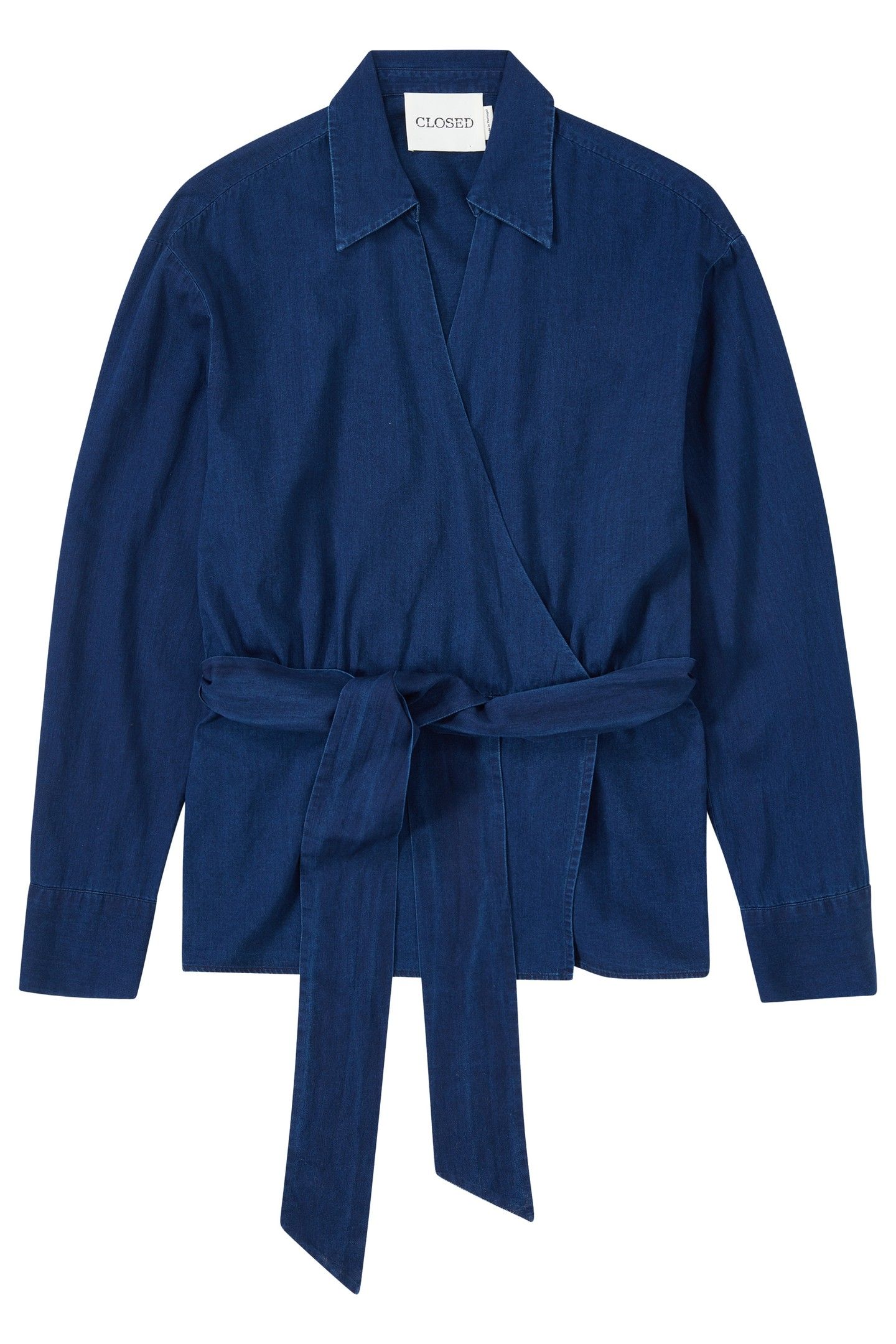 BELTED WRAP BLOUSE SHIRT DARK BLUE 3