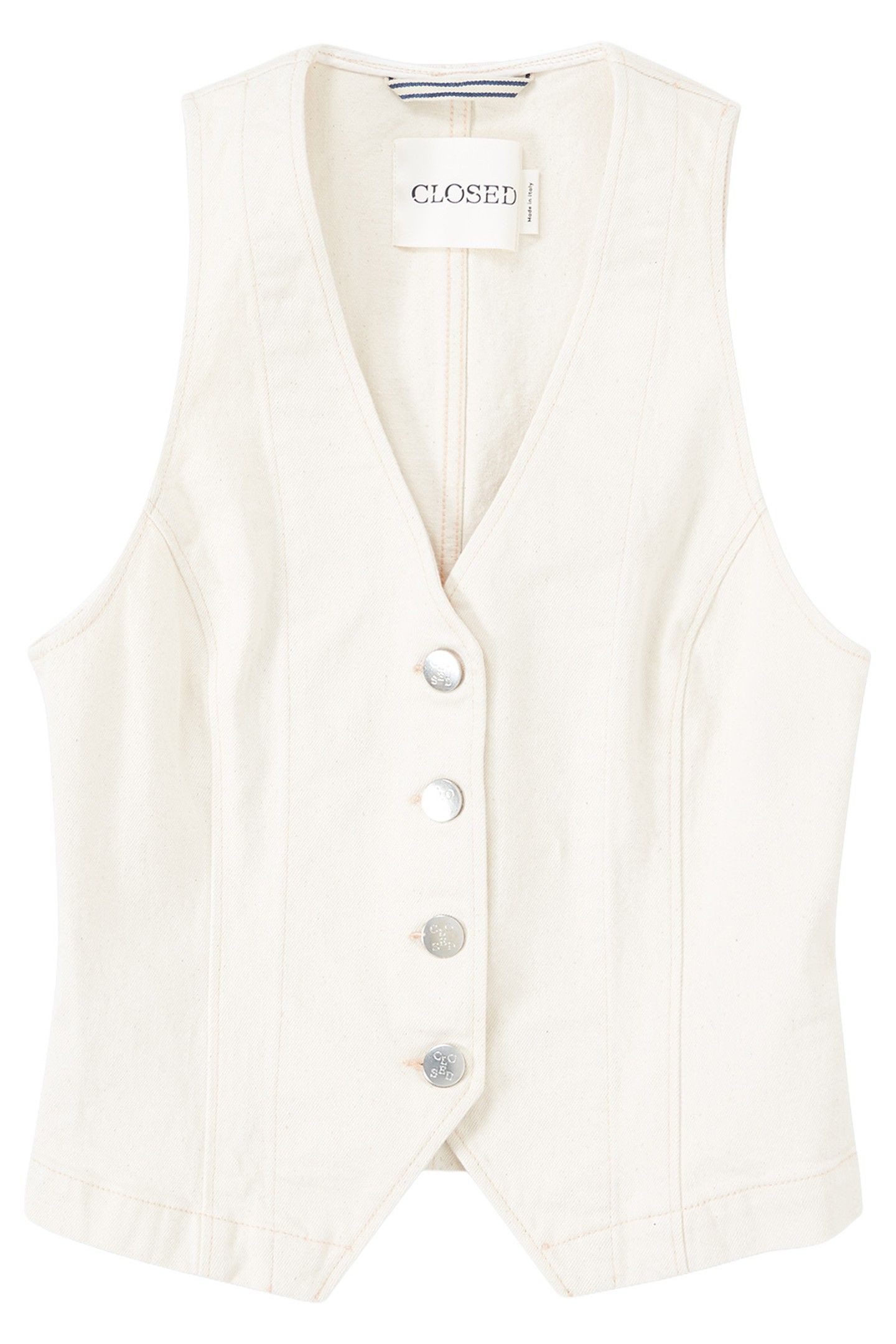 FITTED DENIM WAISTCOAT SHIRTS & BLOUSES IVORY 3
