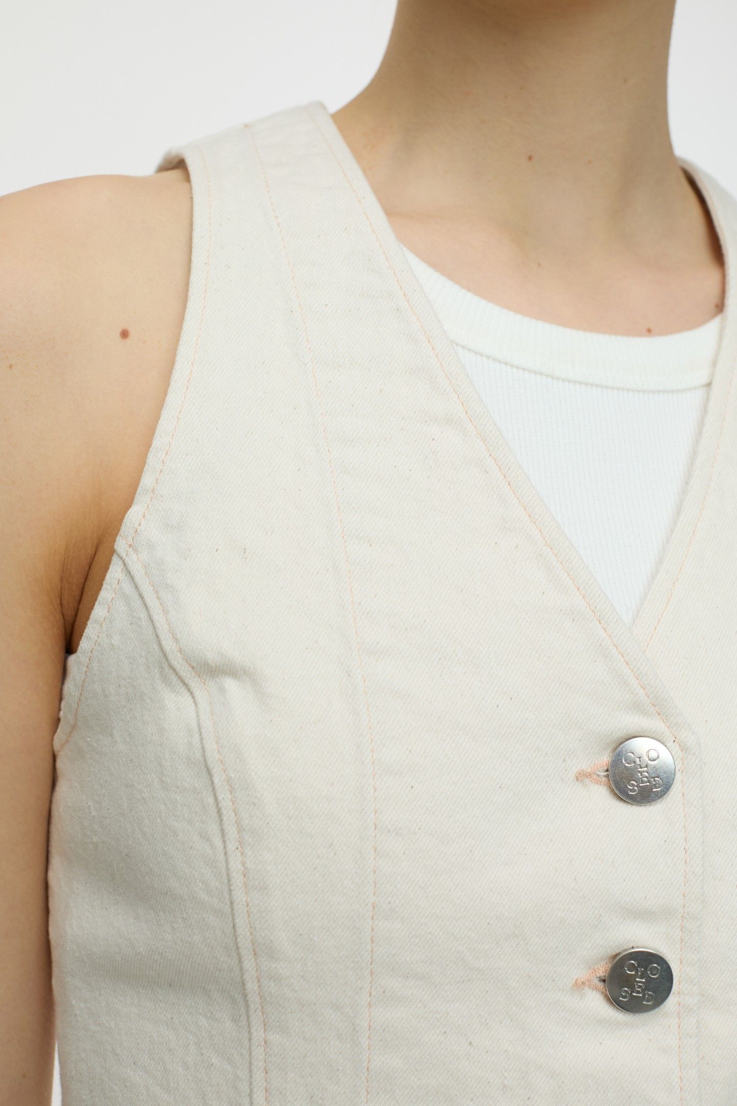 FITTED DENIM WAISTCOAT SHIRTS & BLOUSES IVORY 4