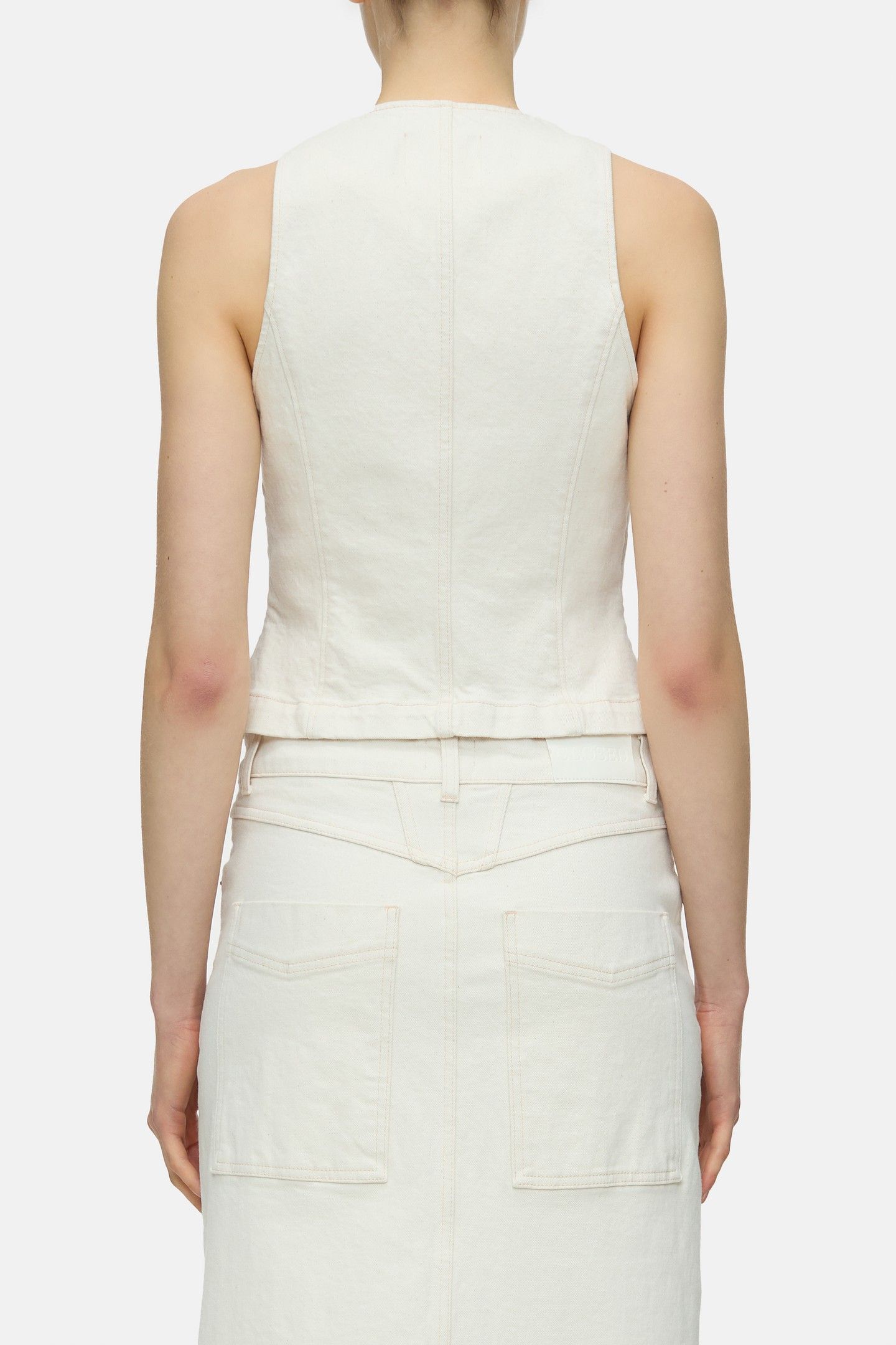 FITTED DENIM WAISTCOAT SHIRTS & BLOUSES IVORY 2