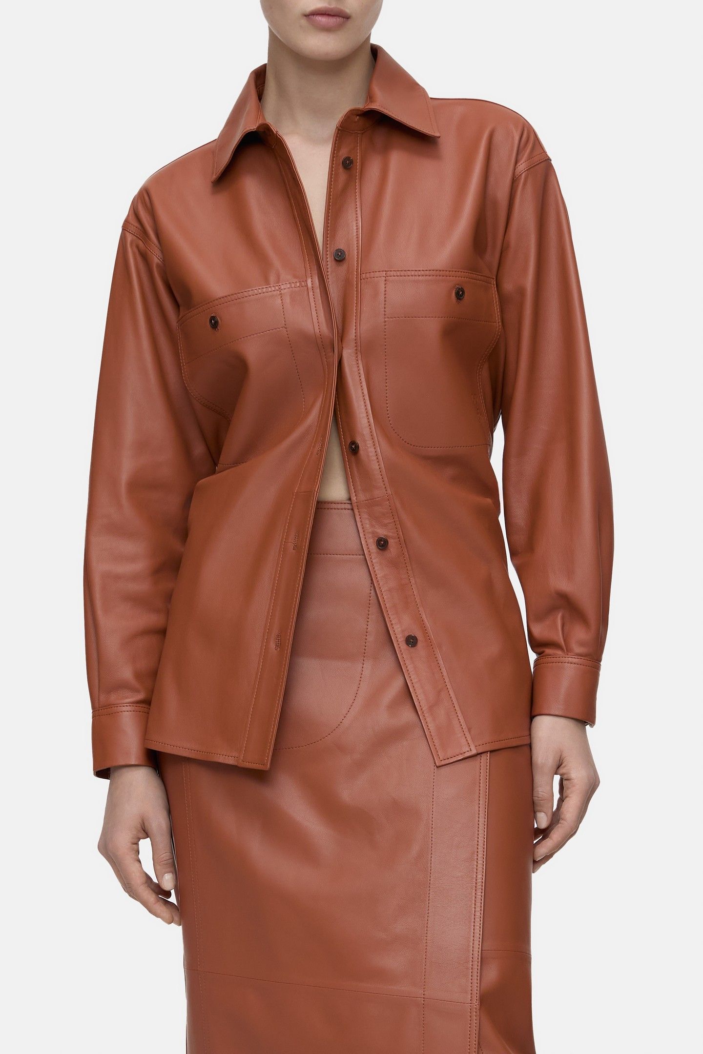 LEATHER SHIRT & BLOUSES FERRO BROWN 2