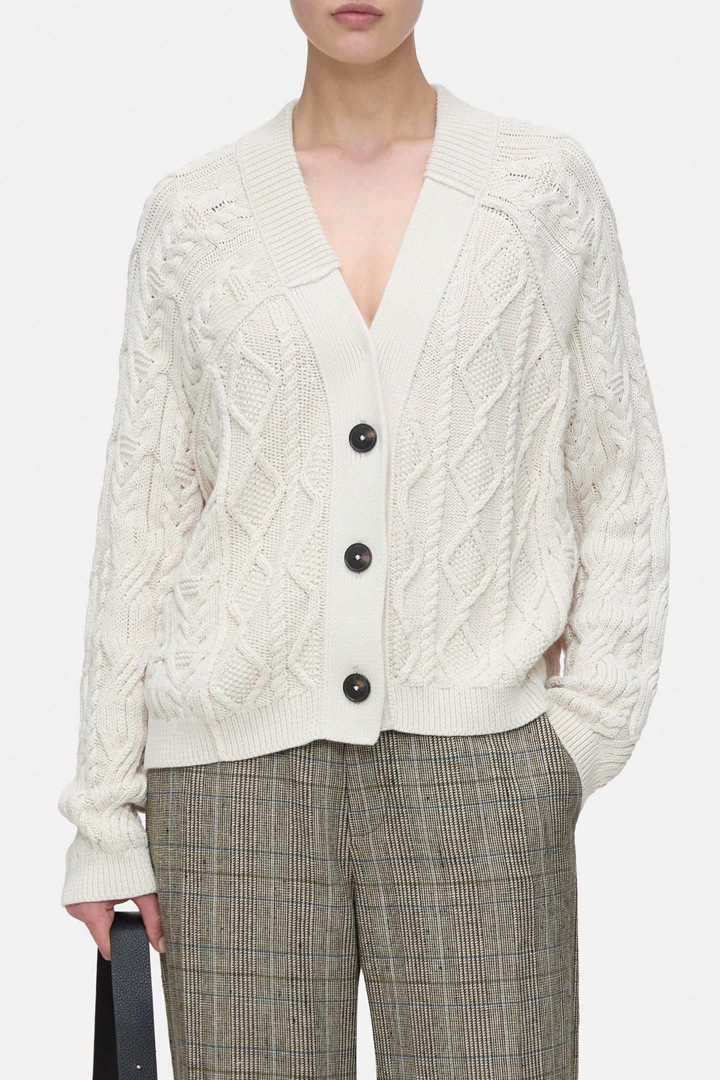 V CARDIGAN LONG SLEEVE KNITS IVORY 1