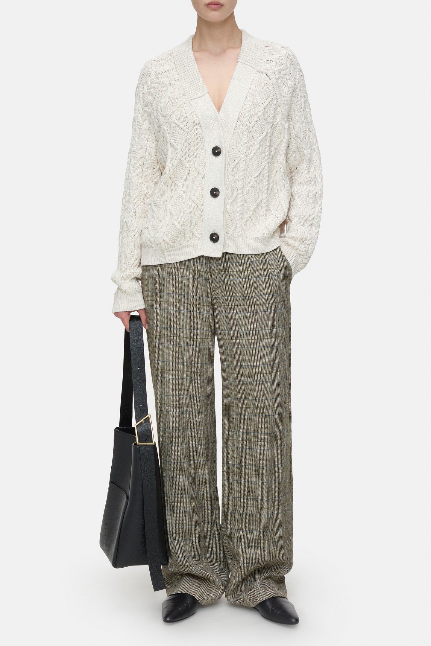 V CARDIGAN LONG SLEEVE KNITS IVORY 2