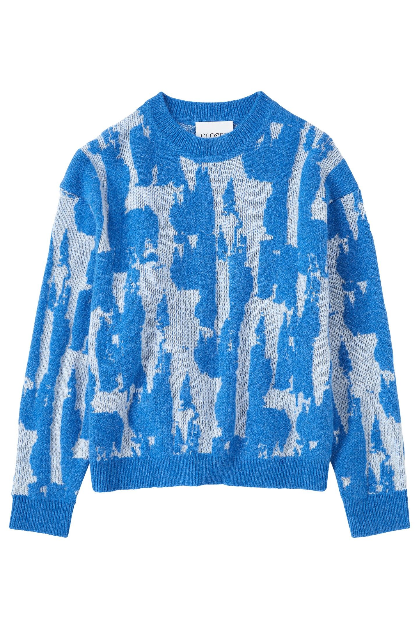 CREW NECK JACQUARD KNITS LAKE BLUE 4