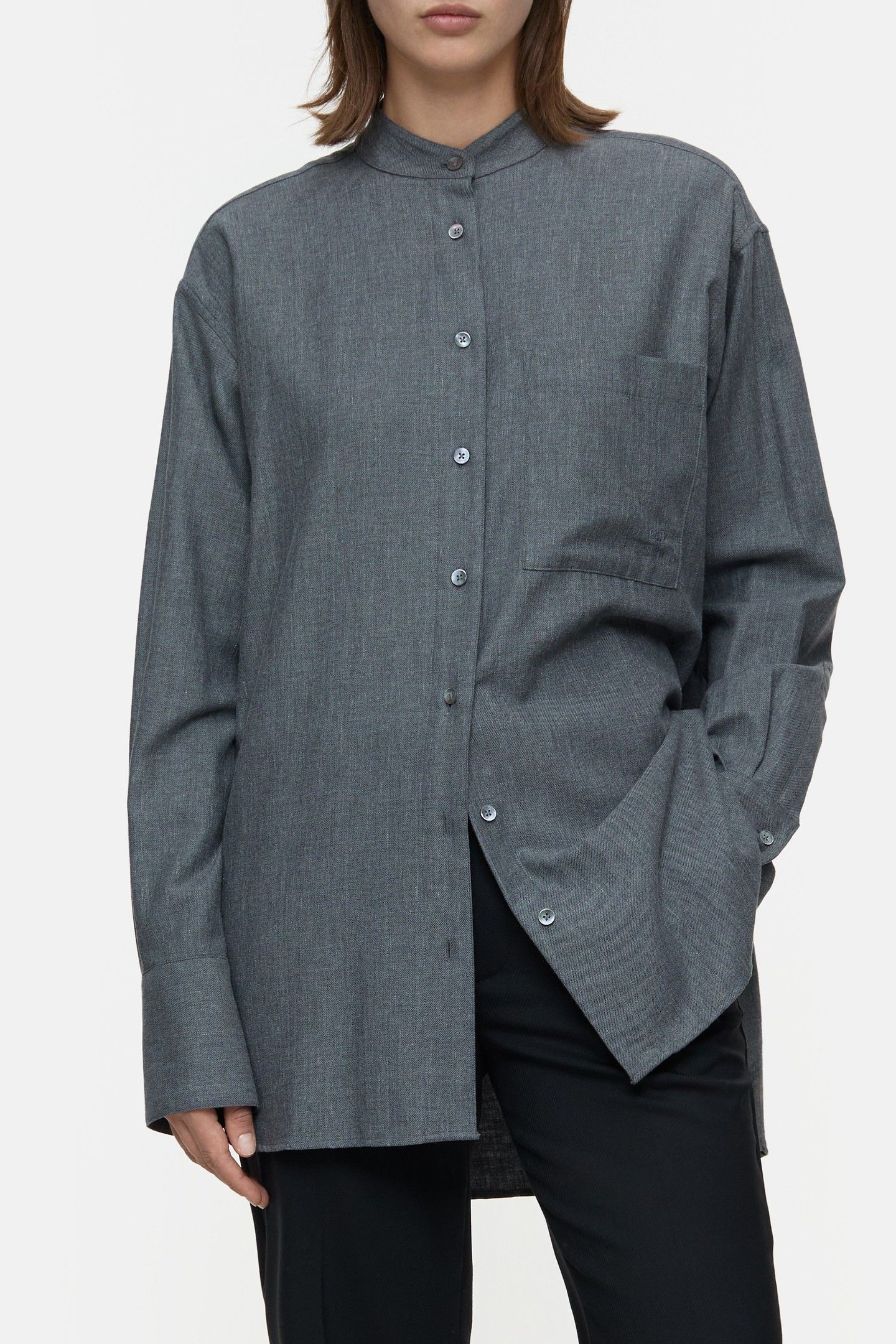 OVERSIZED SHIRT WITH POCKET SHIRTS & BLOUSES DARK GREY MELAN 1