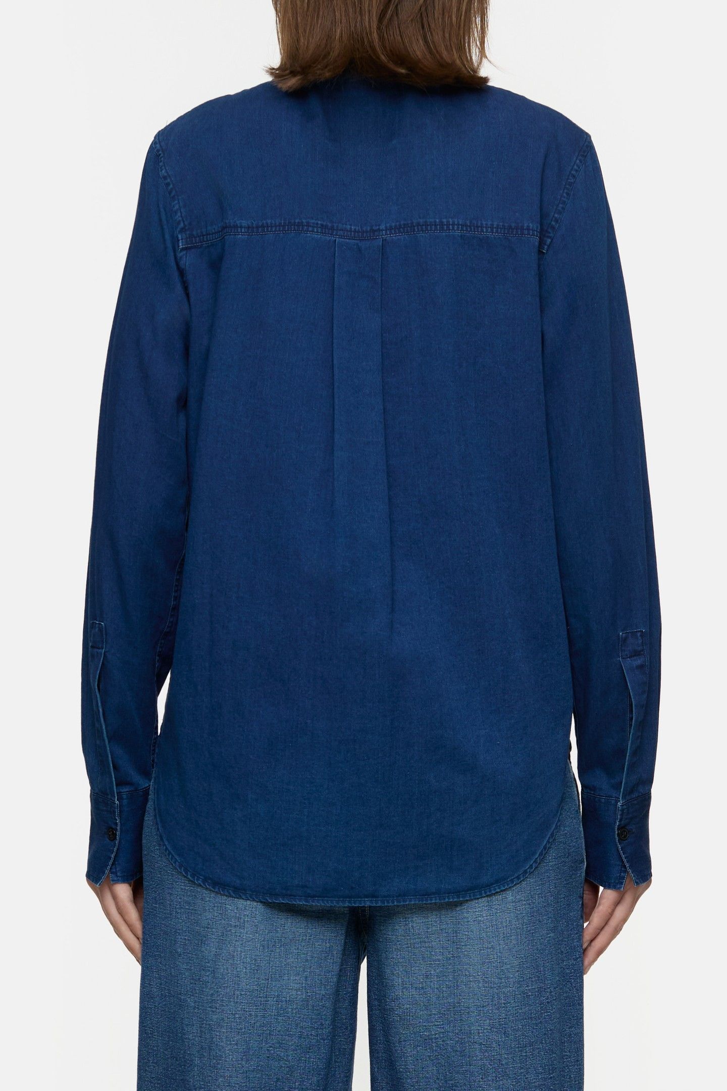 STRAIGHT FITTED BLOUSE SHIRT DARK BLUE 2
