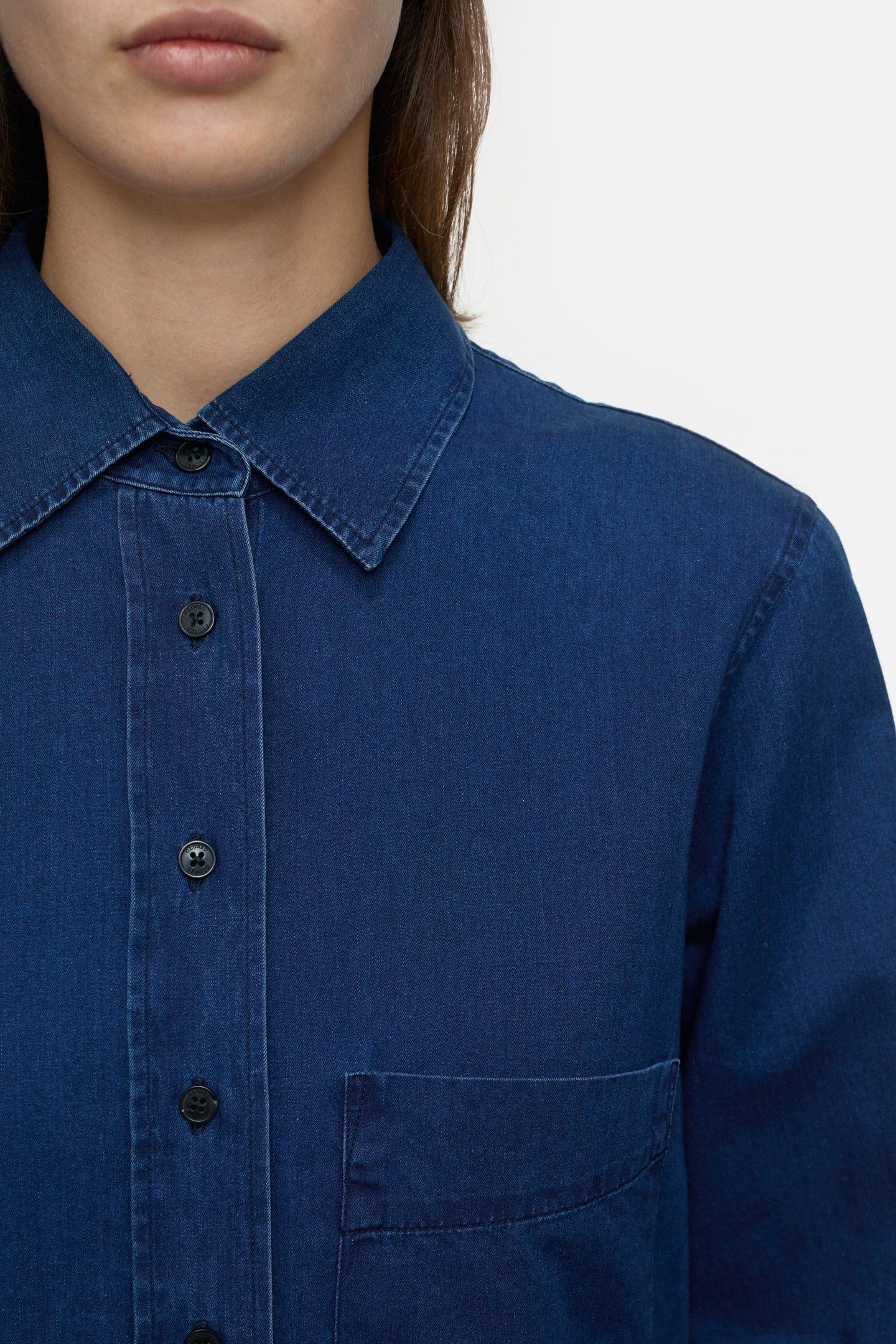 STRAIGHT FITTED BLOUSE SHIRT DARK BLUE 4