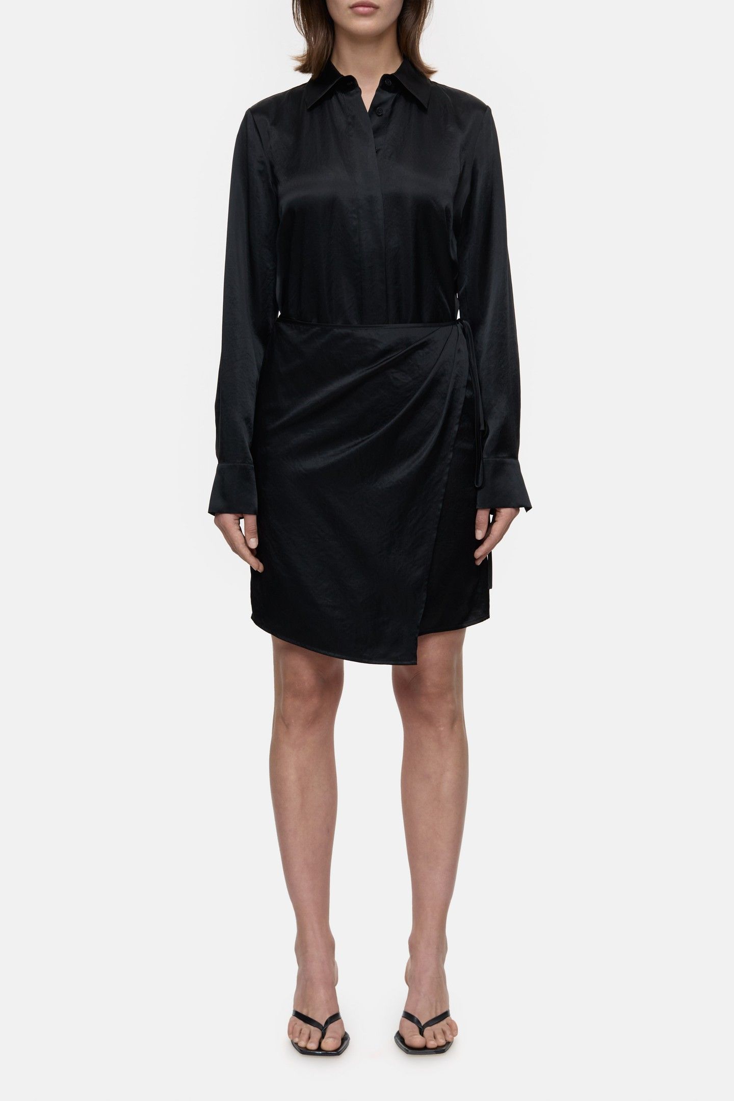SHORT WRAP DRESS BLACK 1