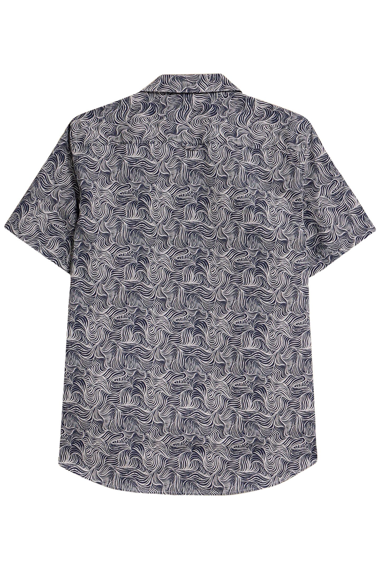 WAVES PRINTED SS SHIRT NAVY PRINT 1
