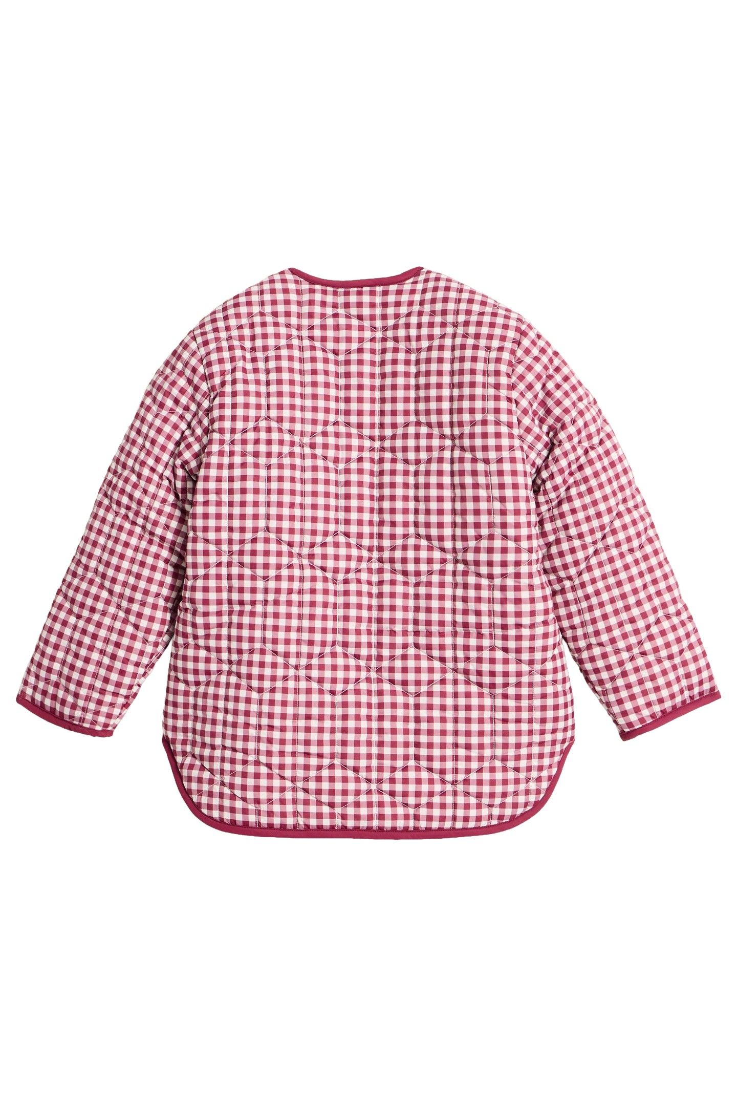 GINGHAM BORG LINED COAT DEEP RED 2