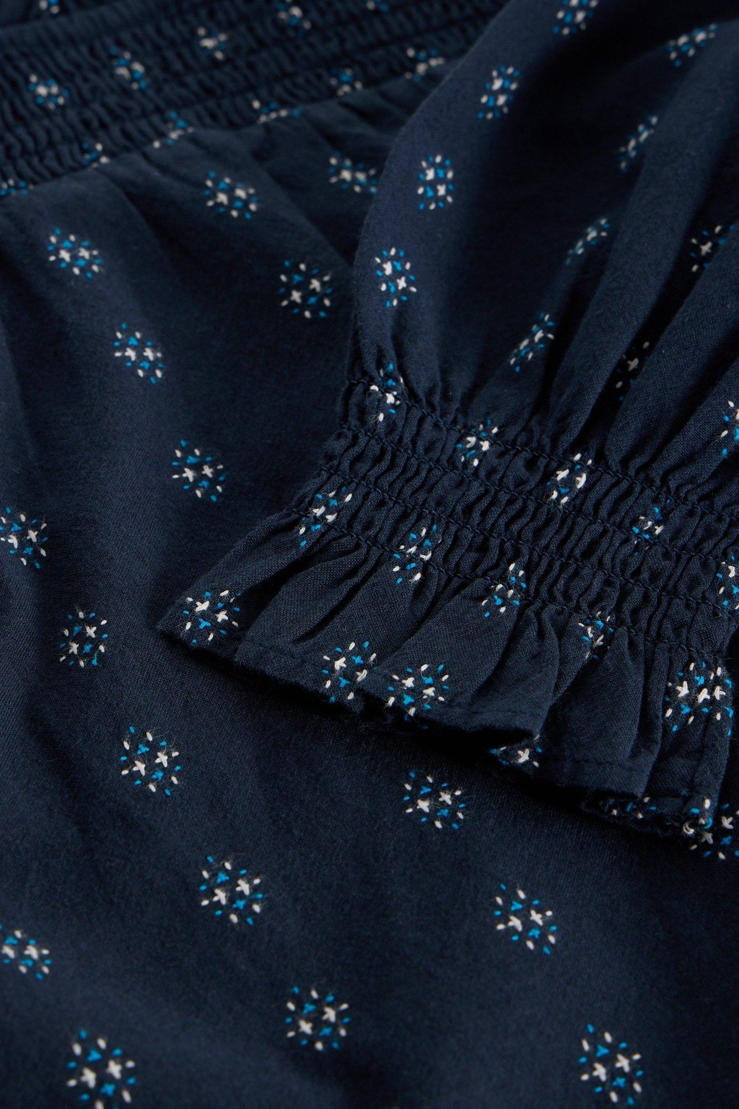 CAMILLE DOBBY FRILL DRESS DARK NAVY 3