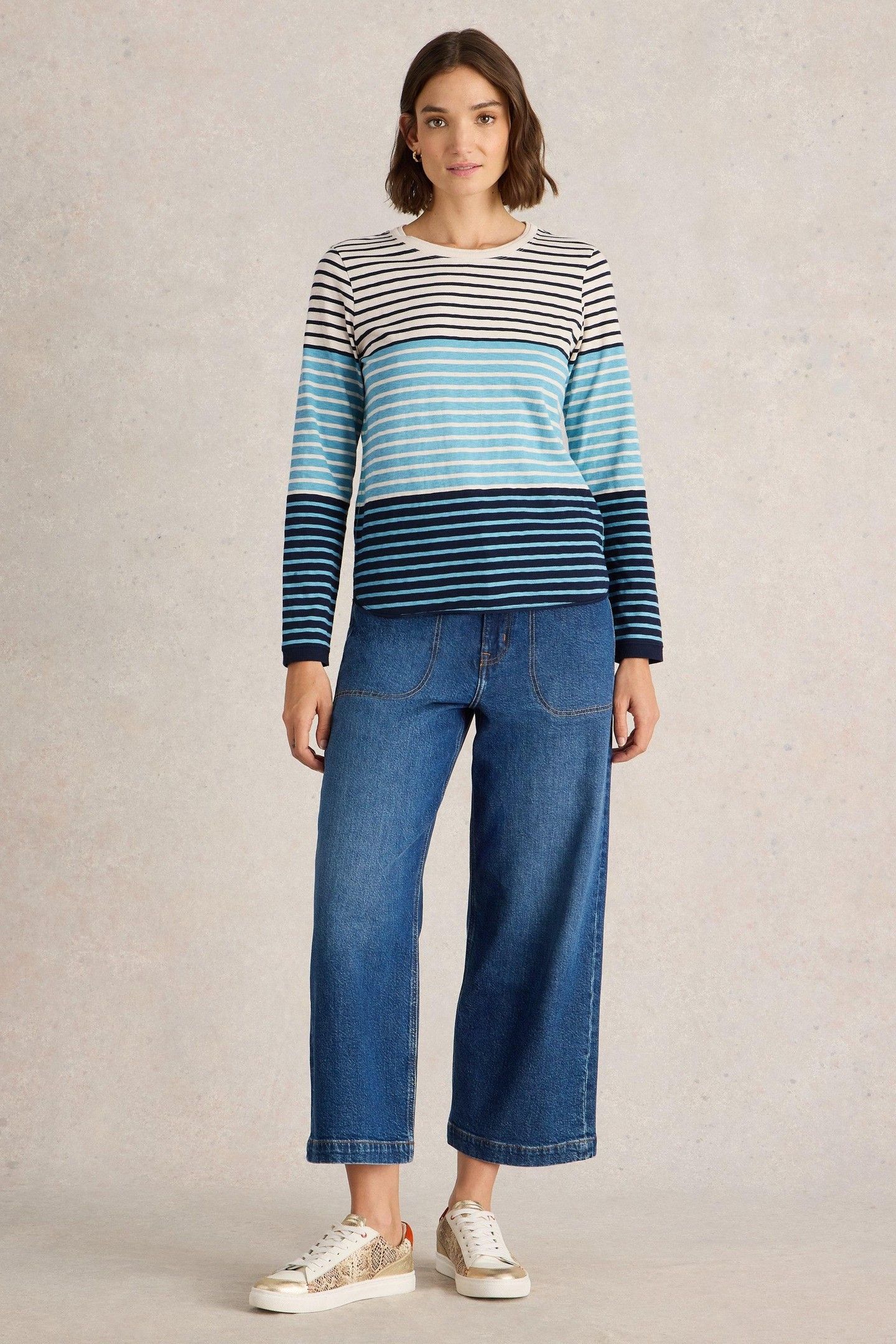 CLARA LS TEE BLUE MULTI 1