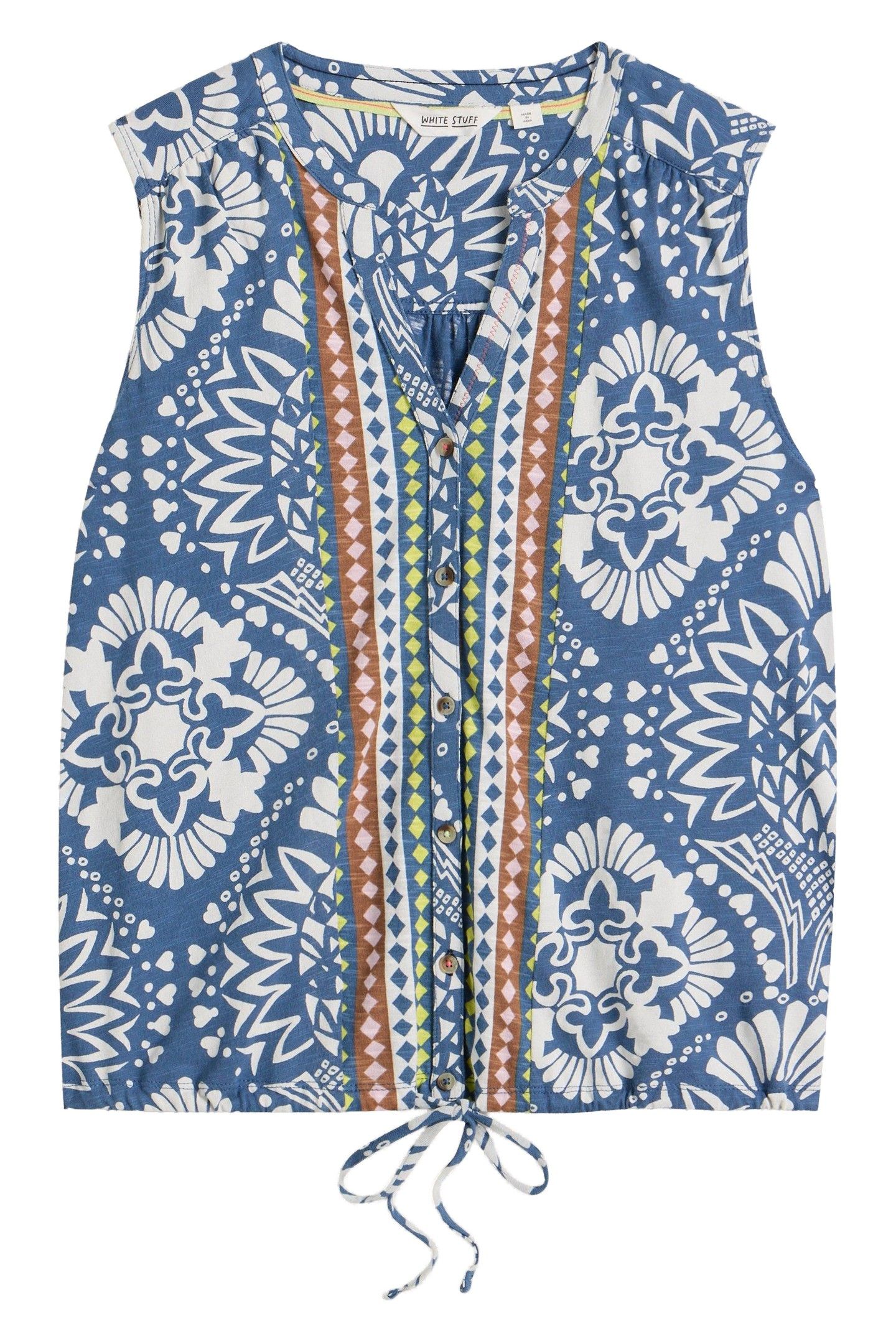 TULIP SLEEVELESS SHIRT BLUE PRINT 3