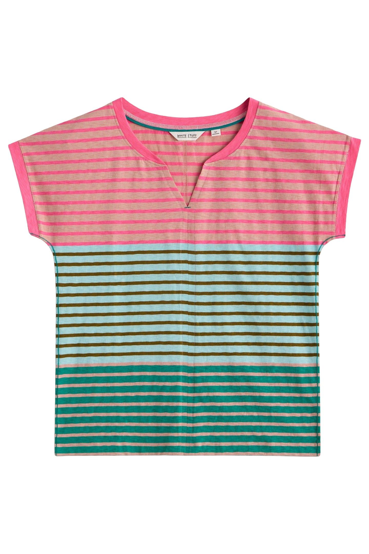 NELLY NOTCH NECK TEE PINK MULTI 3