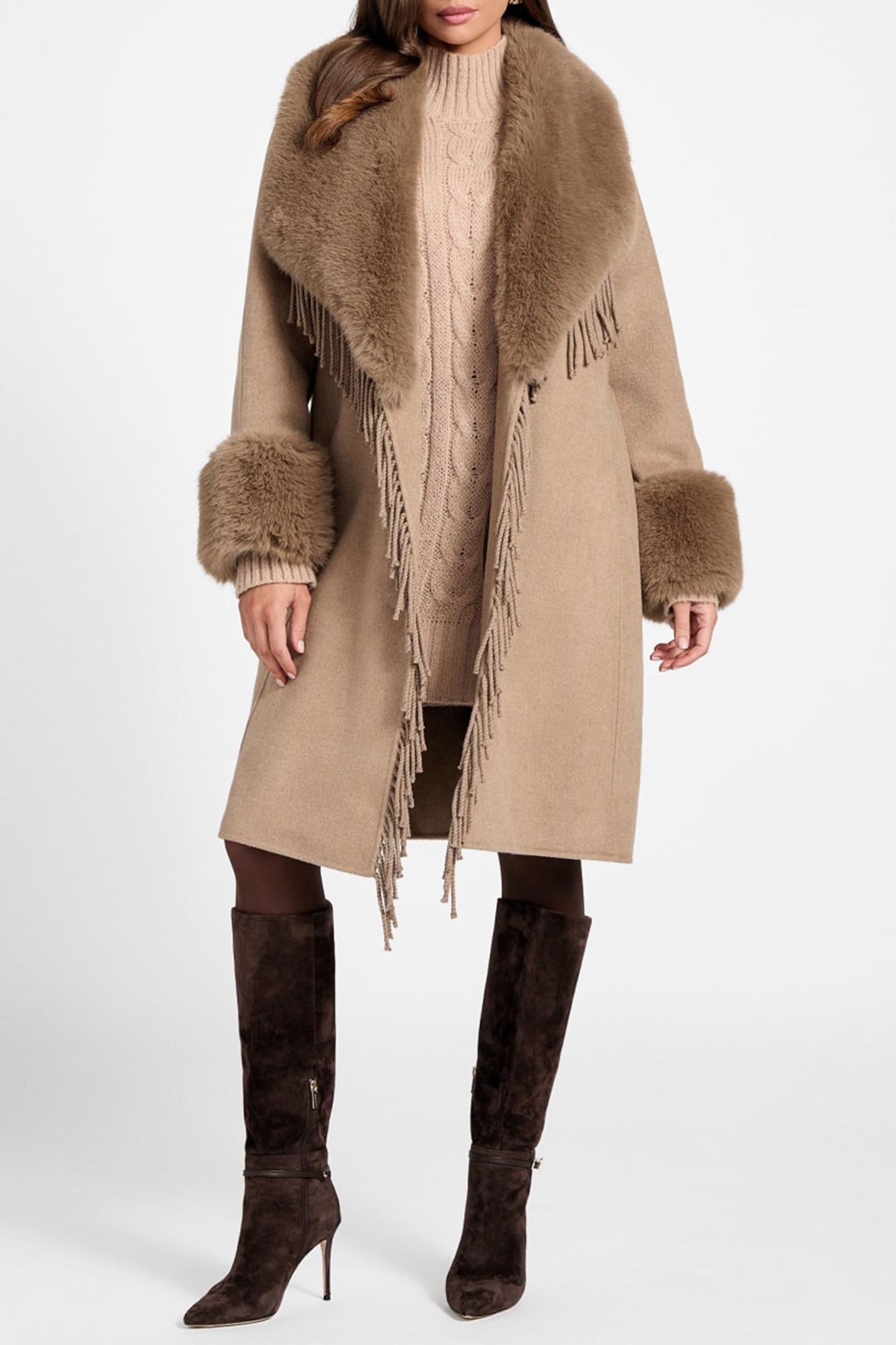 MARCIANO BY GUESS LILIANA COAT SILK TAUPE 4