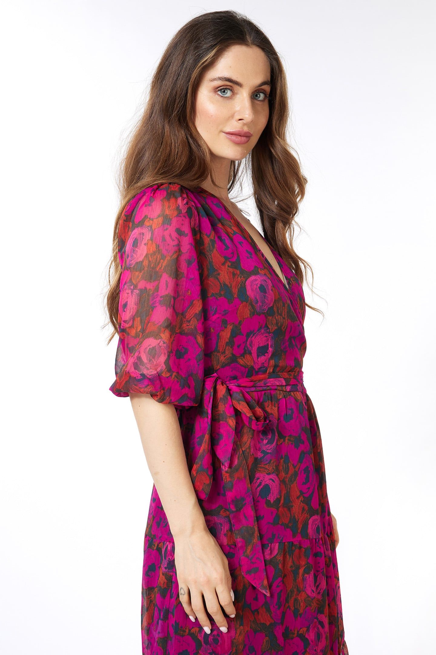DRESS LONG WRAP OVER FLORAL WILDING PRINT 3