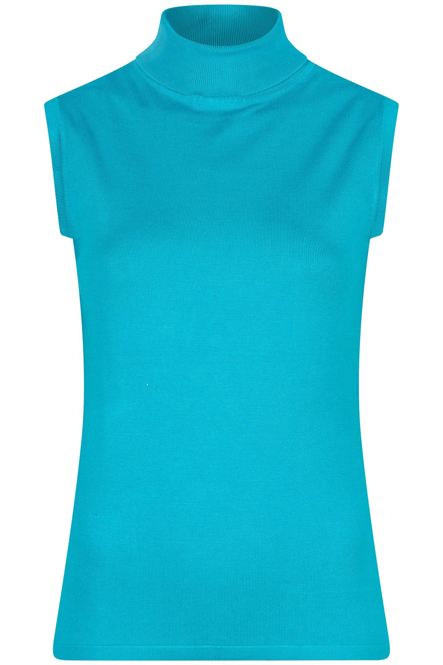 TOP SLVLSS RIBBED COL BASIC KNIT PEACOCK BLUE 6