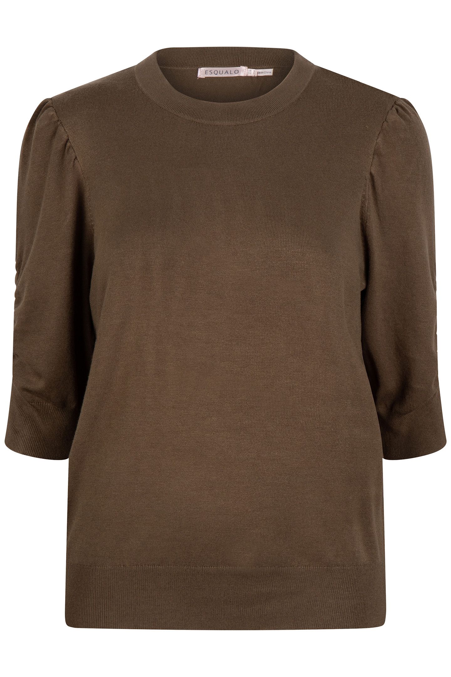 SWEATER SHORT PUFF SLV BASIC KNIT ARMY GREEN 6