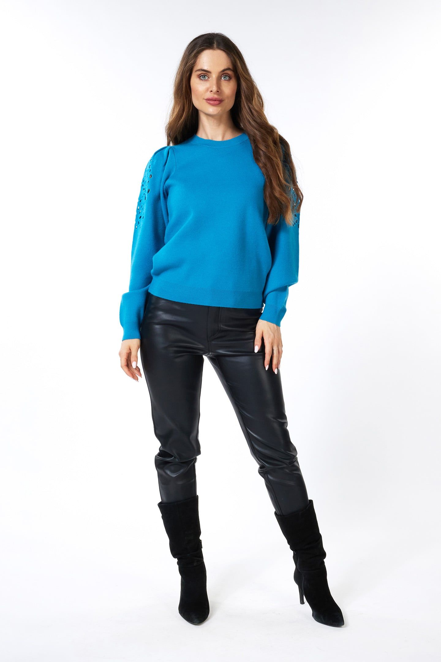 SWEATER EMBROIDERY ANGLAISE PETROL 1