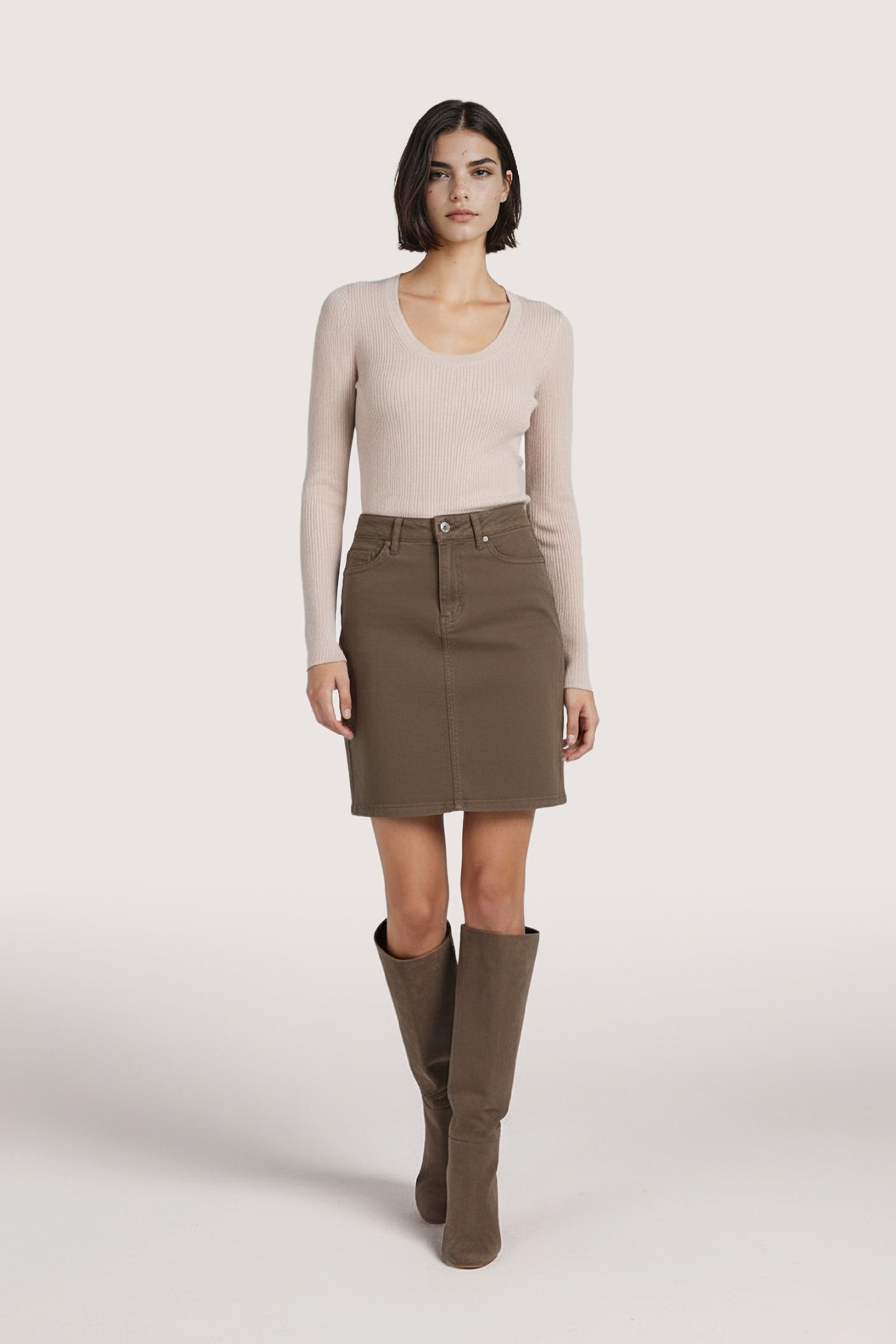 SKIRT COLORED DENIM ARMY GREEN 2