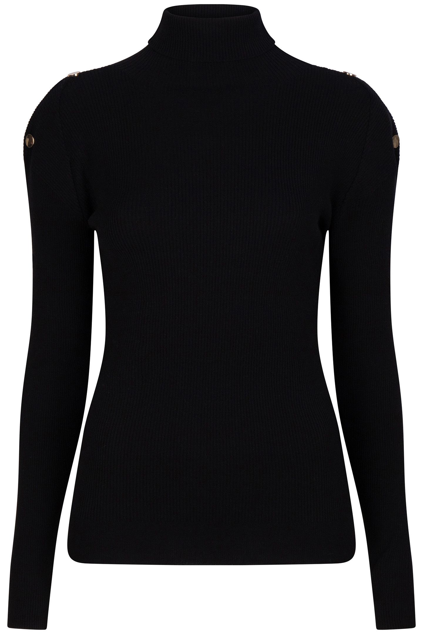 TOP RIB SLV/LSS BUTTONS COL BLACK 1