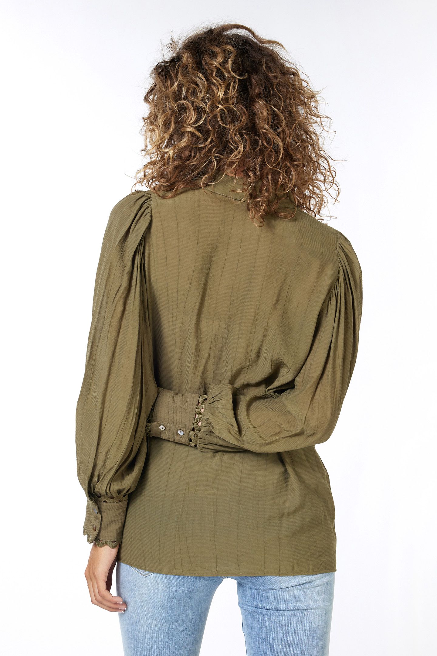 BLOUSE PUFF SLVE ARMY GREEN 5