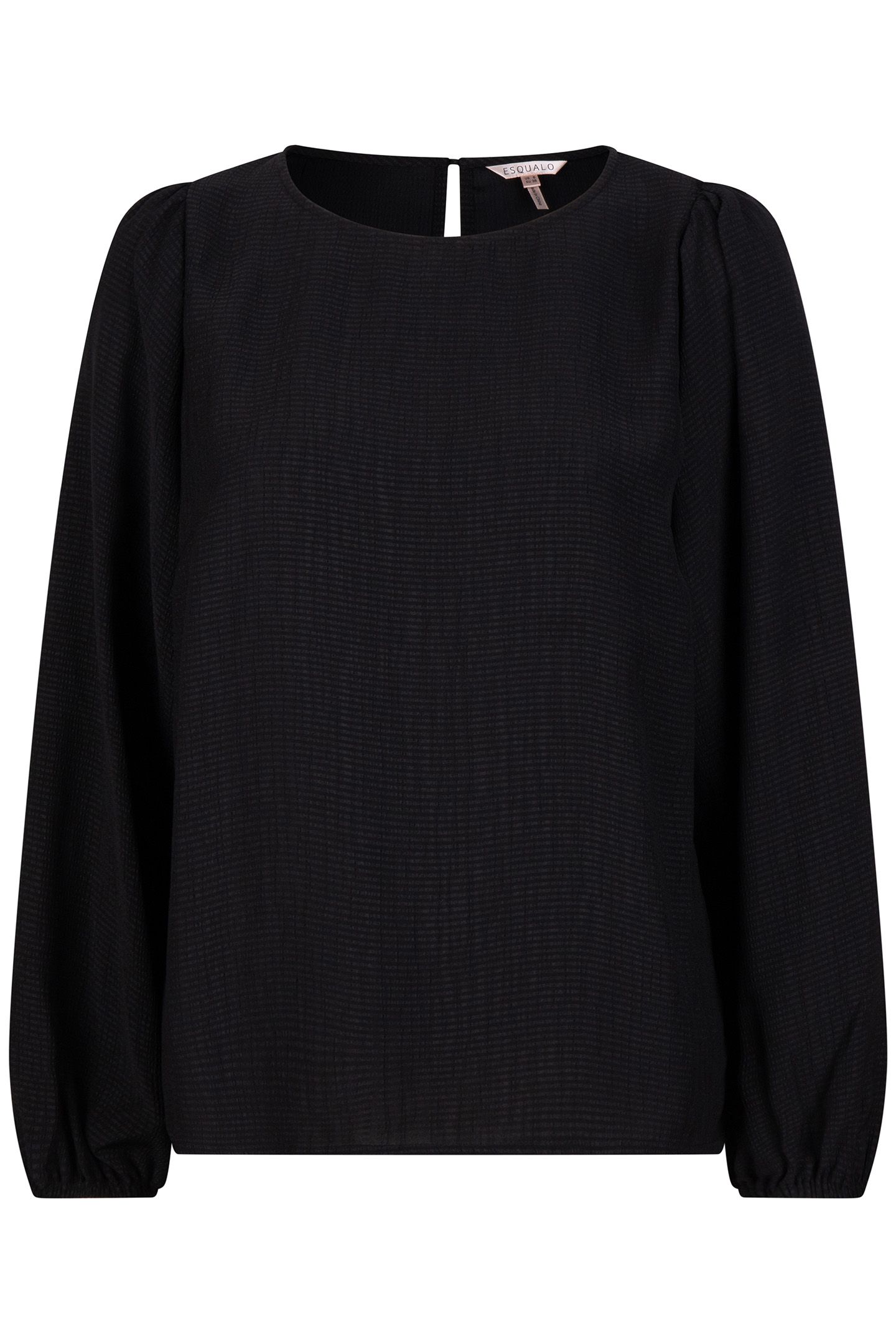 BLOUSE R-NECK STRUCTURE BLACK 5
