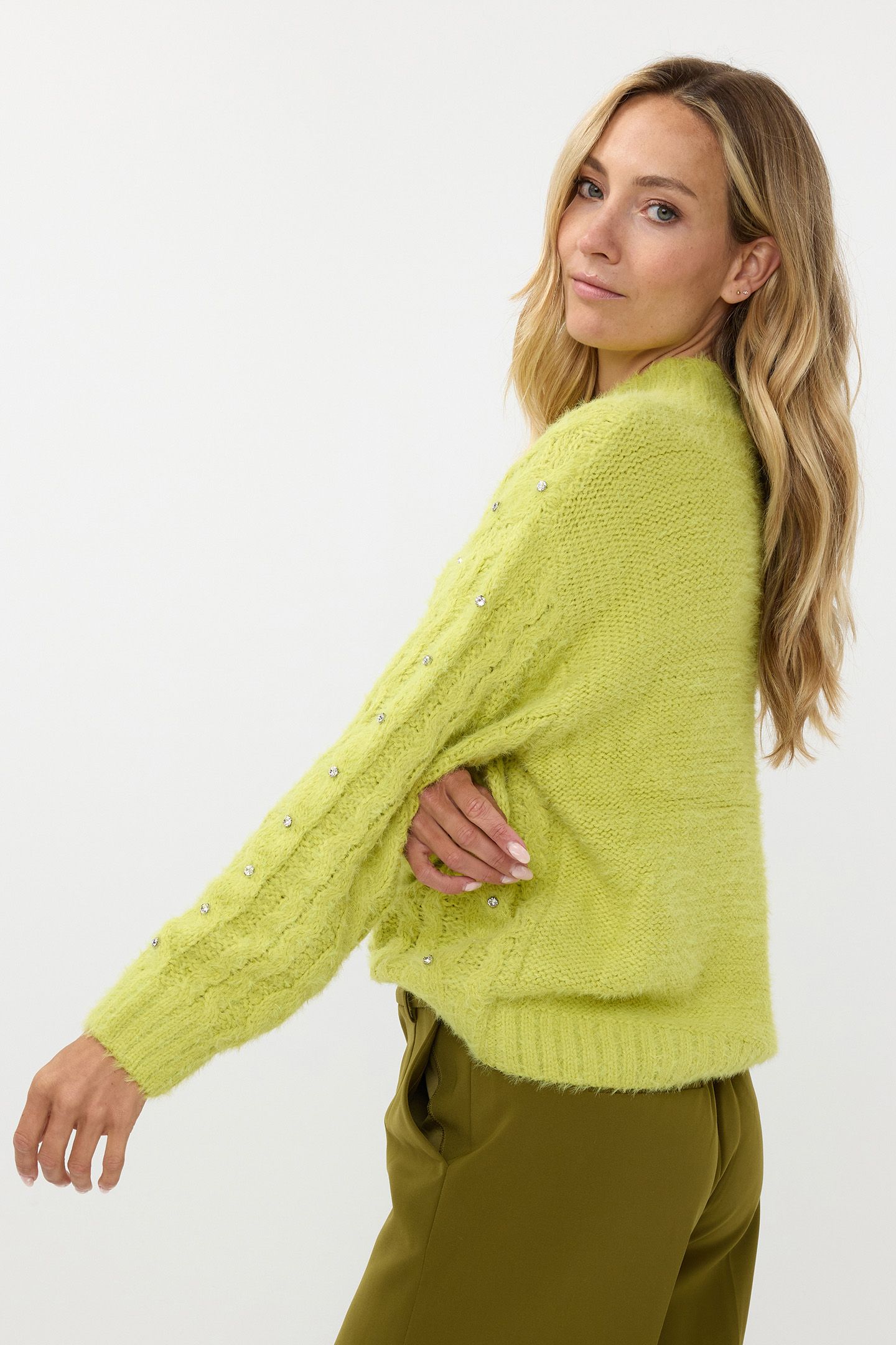 SWEATER CABLE STONES MATCHA GREEN 4