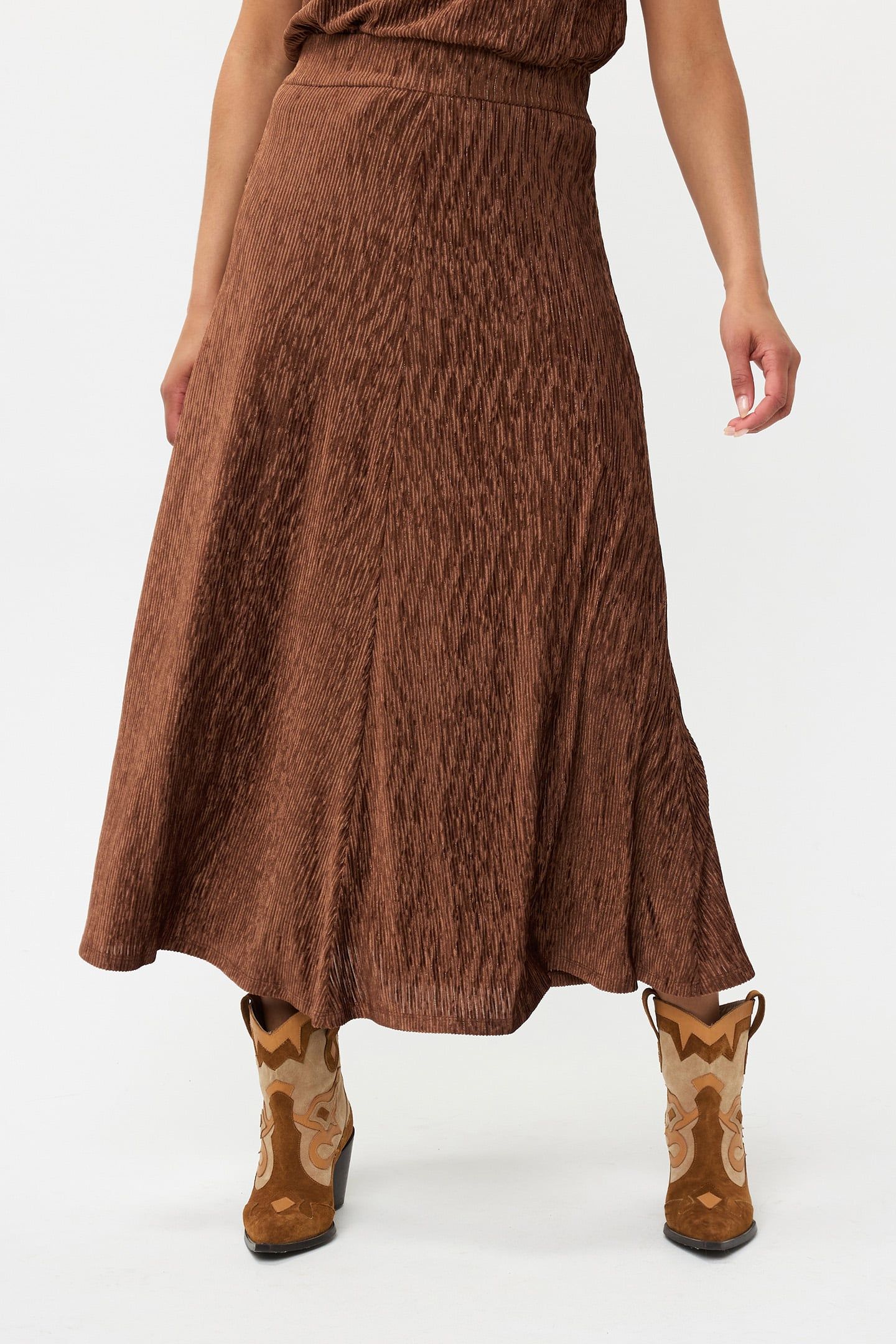 SKIRT CRINKLED VELOURS BRANDY 1